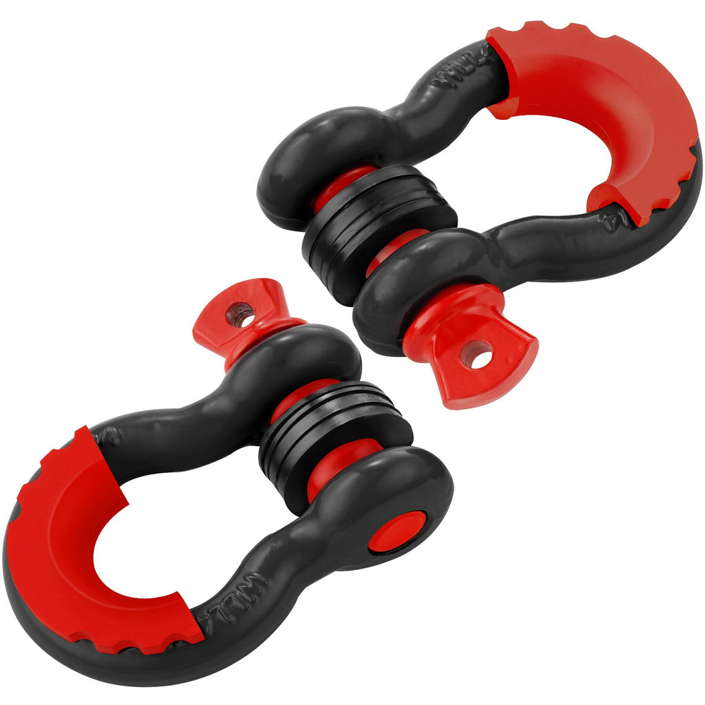 VEVOR D-Ring Shackle, 2 Pack 19.05 mm Alloy Steel Shackles 28.5 Ton Break Strength with 22 mm Screw Pin, Isolators & Washers Kit, Heavy Duty Off Road Vehicle Recovery Shackle for Jeep Truck, Black