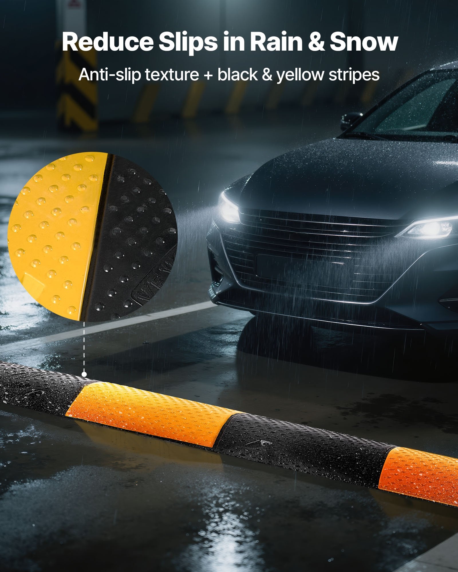 VEVOR 1000MM Rubber Speed Bump, 2 Pack, 2 Channel Heavy Duty Traffic Speed Hump, 9,979 kg/Axle Load Capacity, Cable Protector Ramp with Expansion Screws, for Asphalt Concrete Gravel Driveway and Road