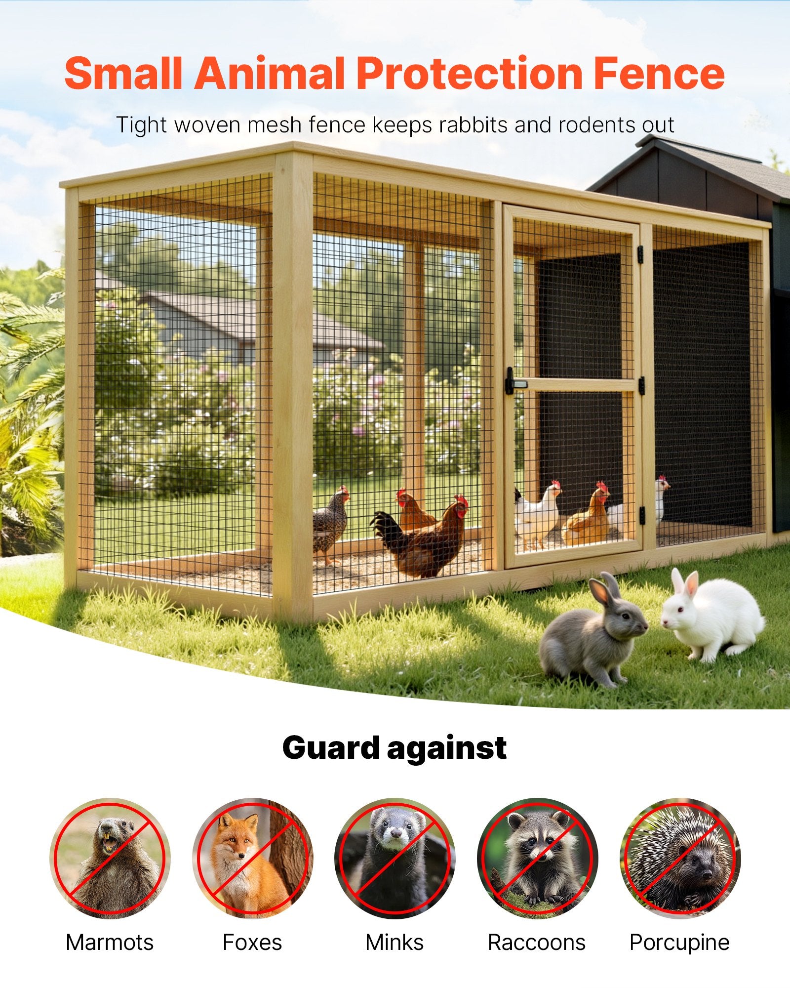 VEVOR Hardware Cloth 91cm x 7.62m, 2 x 3 in Mesh 16 Gauge Galvanized Wire Mesh Roll, Weather-Resistant Vinyl Coated Chicken Wire Fencing, Heavy Duty Welded Garden Plant Fencing for Rabbit Cage Snake