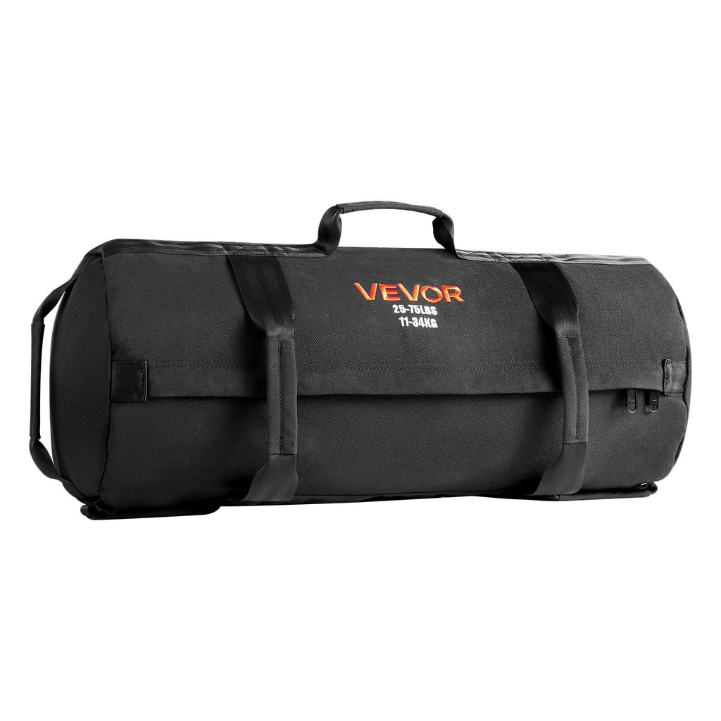 VEVOR Workout Sandbag, Heavy Duty Workout Power Bags with Handles, 11-34 kg Adjustable Slam Bag for Fitness Strength Weight Training Cross-Training, Home Gym Exercise, Black (Unfilled)
