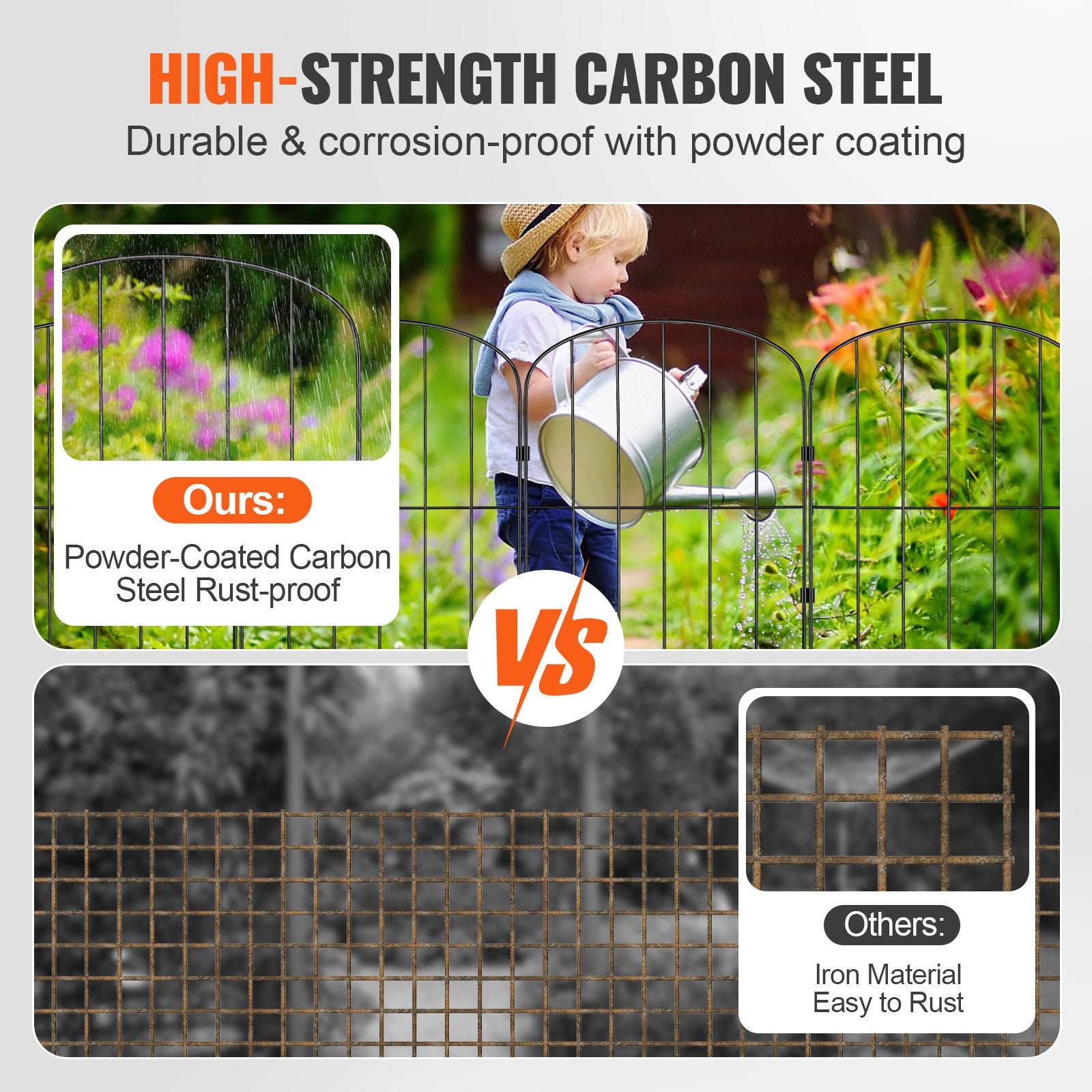 VEVOR Garden Fence, No Dig Fence 61 x 33 cm Animal Barrier Fence, Underground Decorative Garden Fencing with 5.08 cm Spike Spacing, Metal Dog Fence for the Yard and Outdoor Patio, 28 Pack
