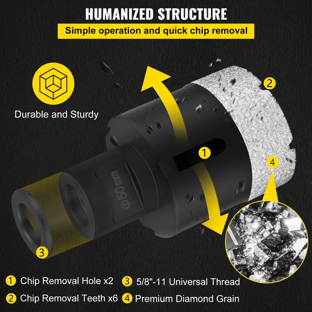 VEVOR Diamond Drill Bits 6PCS Diamond Hole Saw 20/35/40/50/55/68mm Tile Hole Saw Kit Vacuum Brazed Diamond Drill Bit 0.59in/15mm Segment Tile Hole Saw w Storage Case for Tile Ceramic Porcelain Marble