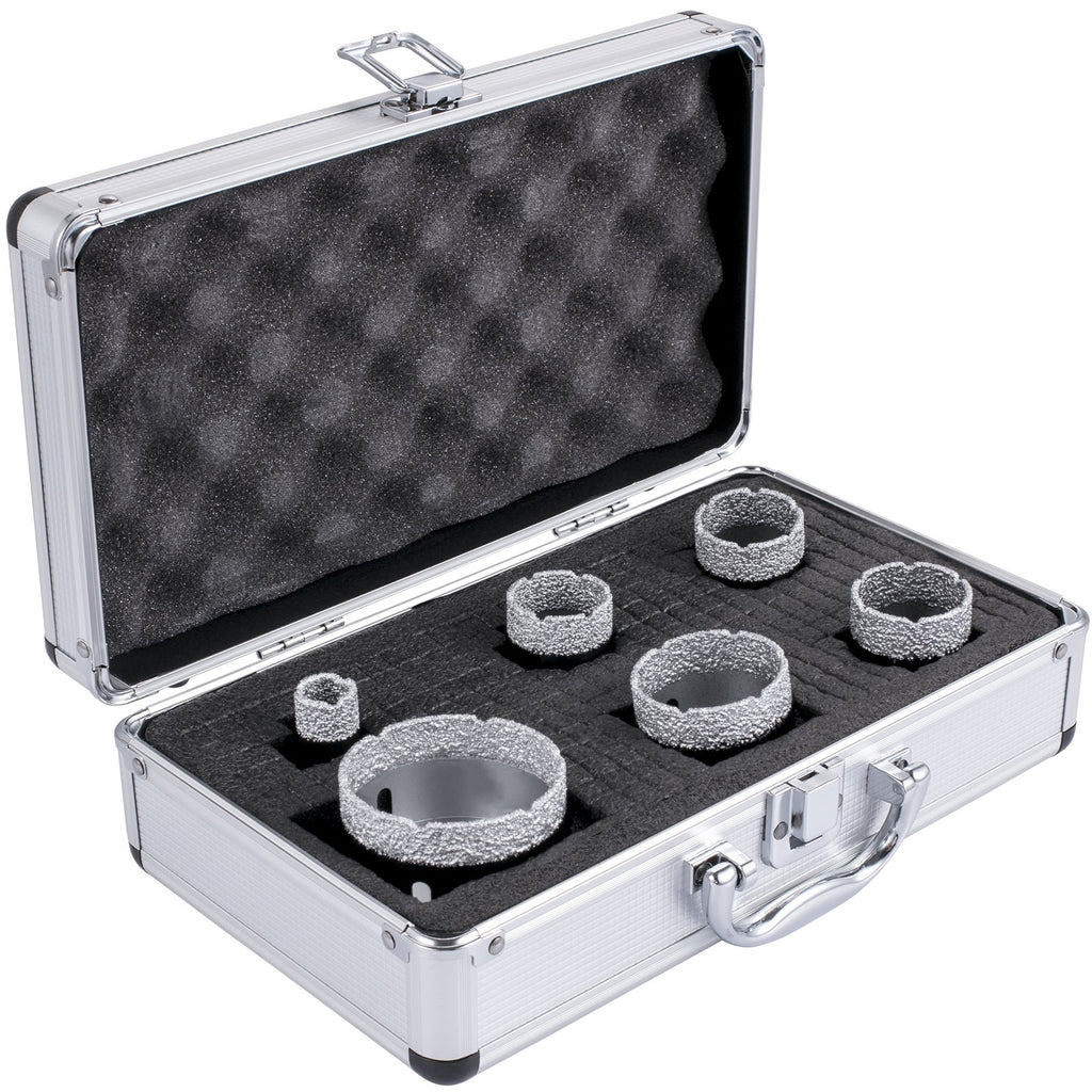 VEVOR Diamond Drill Bits 6PCS Diamond Hole Saw 20/35/40/50/55/68mm Tile Hole Saw Kit Vacuum Brazed Diamond Drill Bit 0.59in/15mm Segment Tile Hole Saw w Storage Case for Tile Ceramic Porcelain Marble