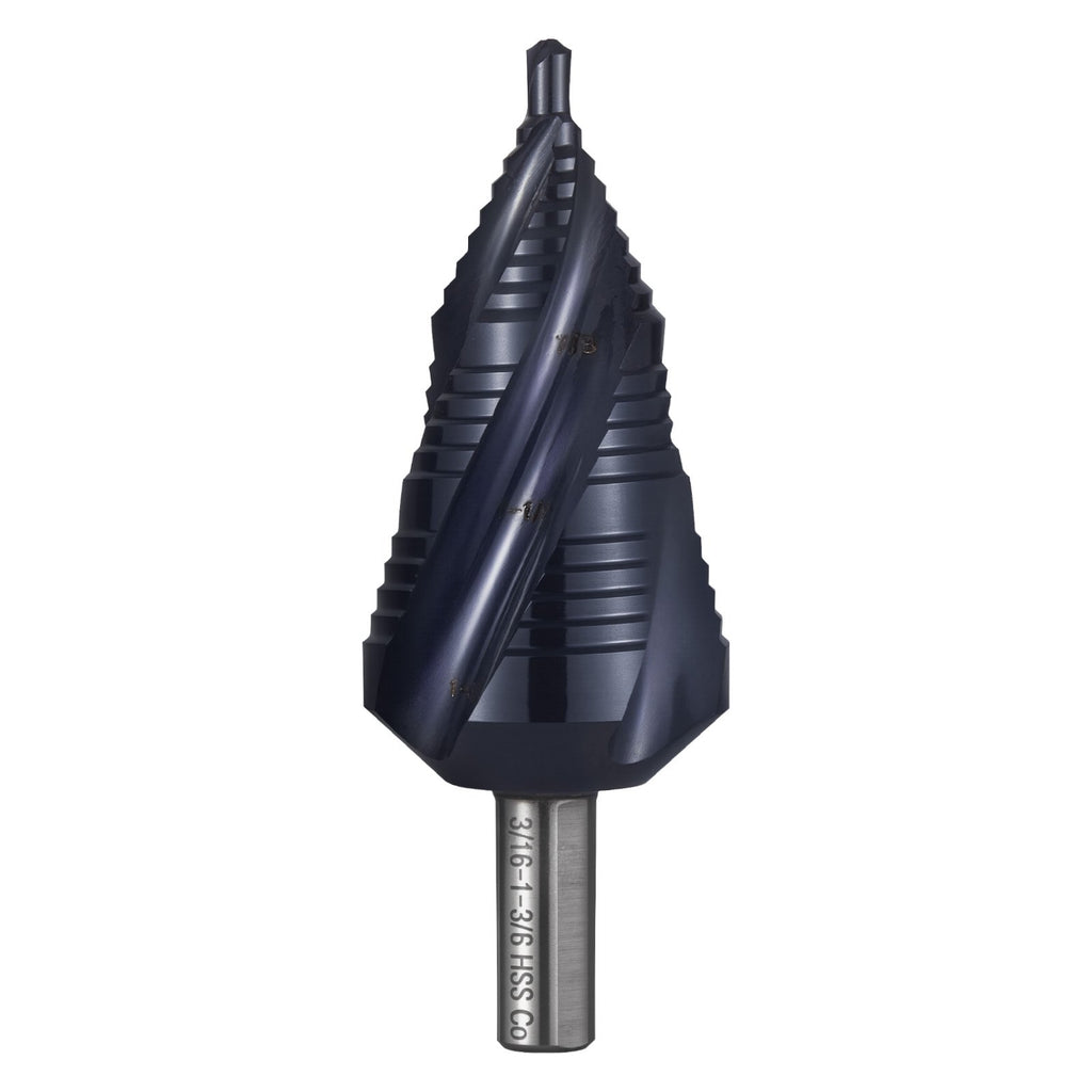 VEVOR Step Drill Bit, 4.76 to 34.93 mm, 9.53 mm Triangular Shank, TiAlN Coating Cobalt High Speed Steel, Four Spiral Flute Step Bit for Metal, Stainless Steel, Aluminum, Wood, Plastic, Fiberglass