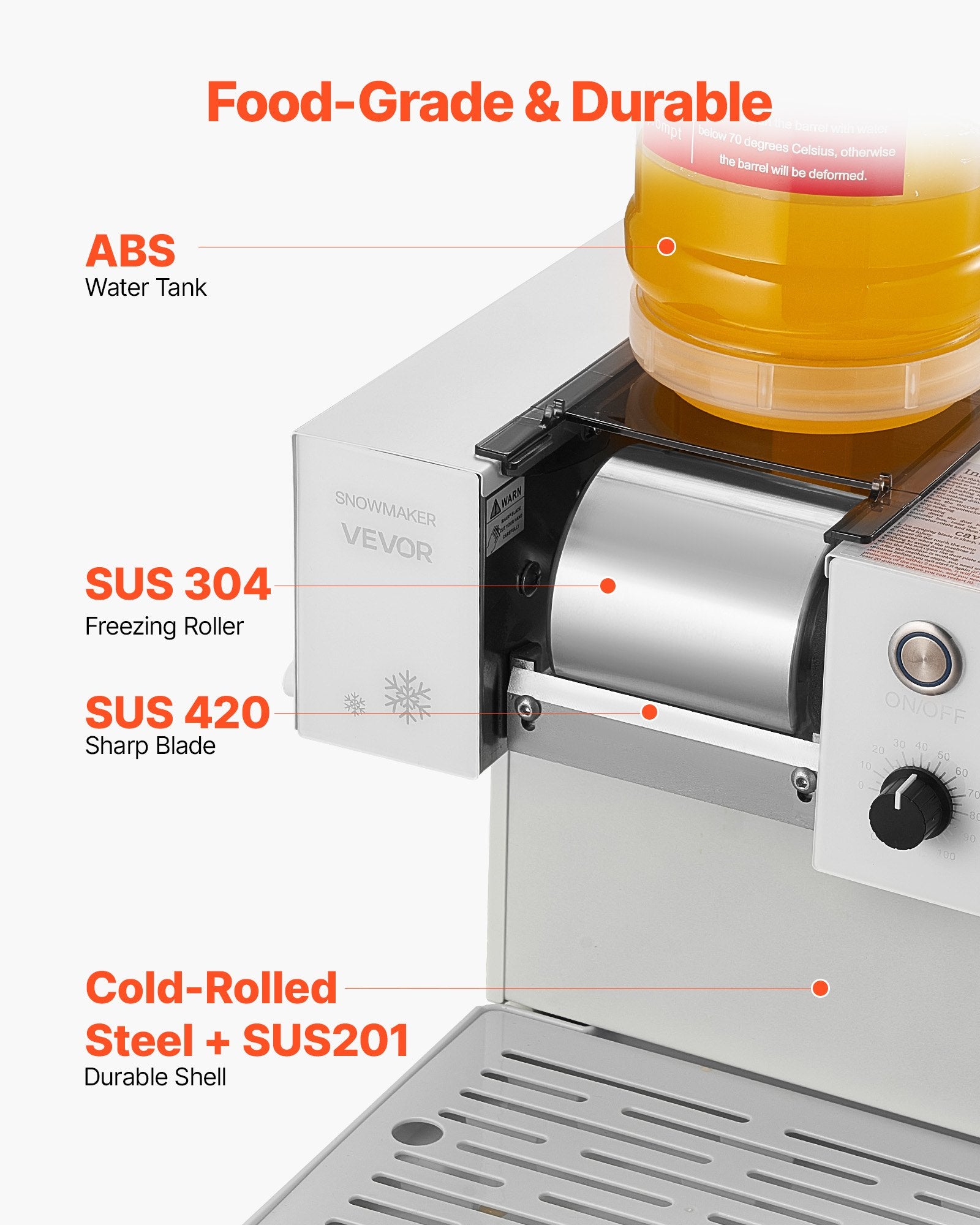 VEVOR Snowflake Ice Machine, 40KG/24H Snowflake Ice Maker, Ice-Shaver Machine with Stainless Steel Blade, Electric Snow Cone Maker with 1.8L Tank, 90S Fast Pre-Cooling, for Home & Small Gatherings