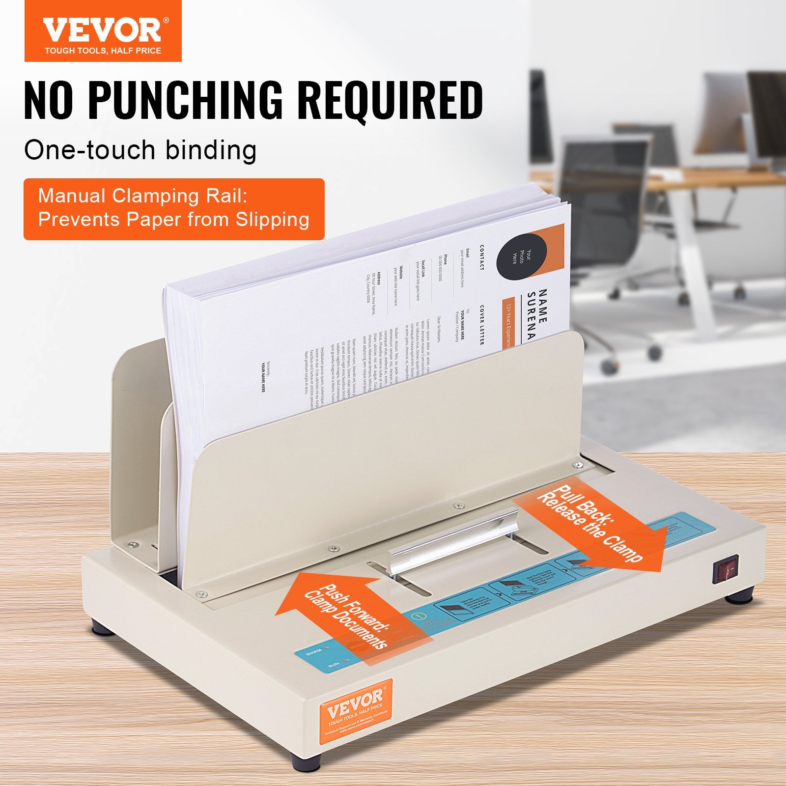 VEVOR Thermal Binding Machine, 500 Sheets Capacity Book Binding Machine, Thermal Book Binder 50mm Binding Thickness A3(Short Edge)/A4/A5 Document, with Infrared Optical Detection
