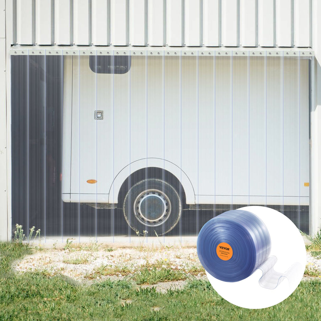 VEVOR Strip Curtain, 3048 cm L x 30.5 cm W x 3 mm Thickness, Clear Ribbed PVC Curtain Strip Door Bulk Roll, Plastic Door Strips for Doorway of Supermarket, Garage, Warehouse, Barn, Pet Animal House
