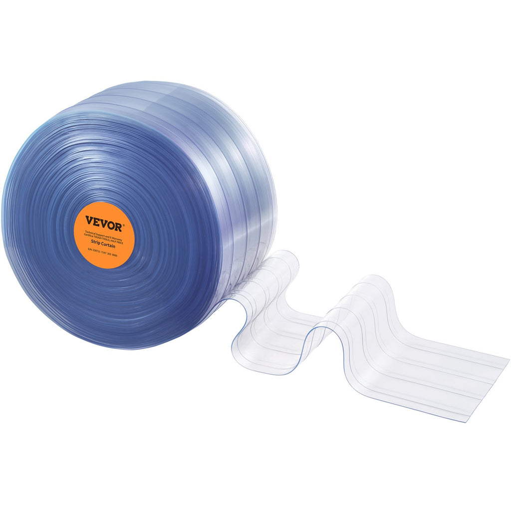 VEVOR Strip Curtain, 3048 cm L x 30.5 cm W x 3 mm Thickness, Clear Ribbed PVC Curtain Strip Door Bulk Roll, Plastic Door Strips for Doorway of Supermarket, Garage, Warehouse, Barn, Pet Animal House