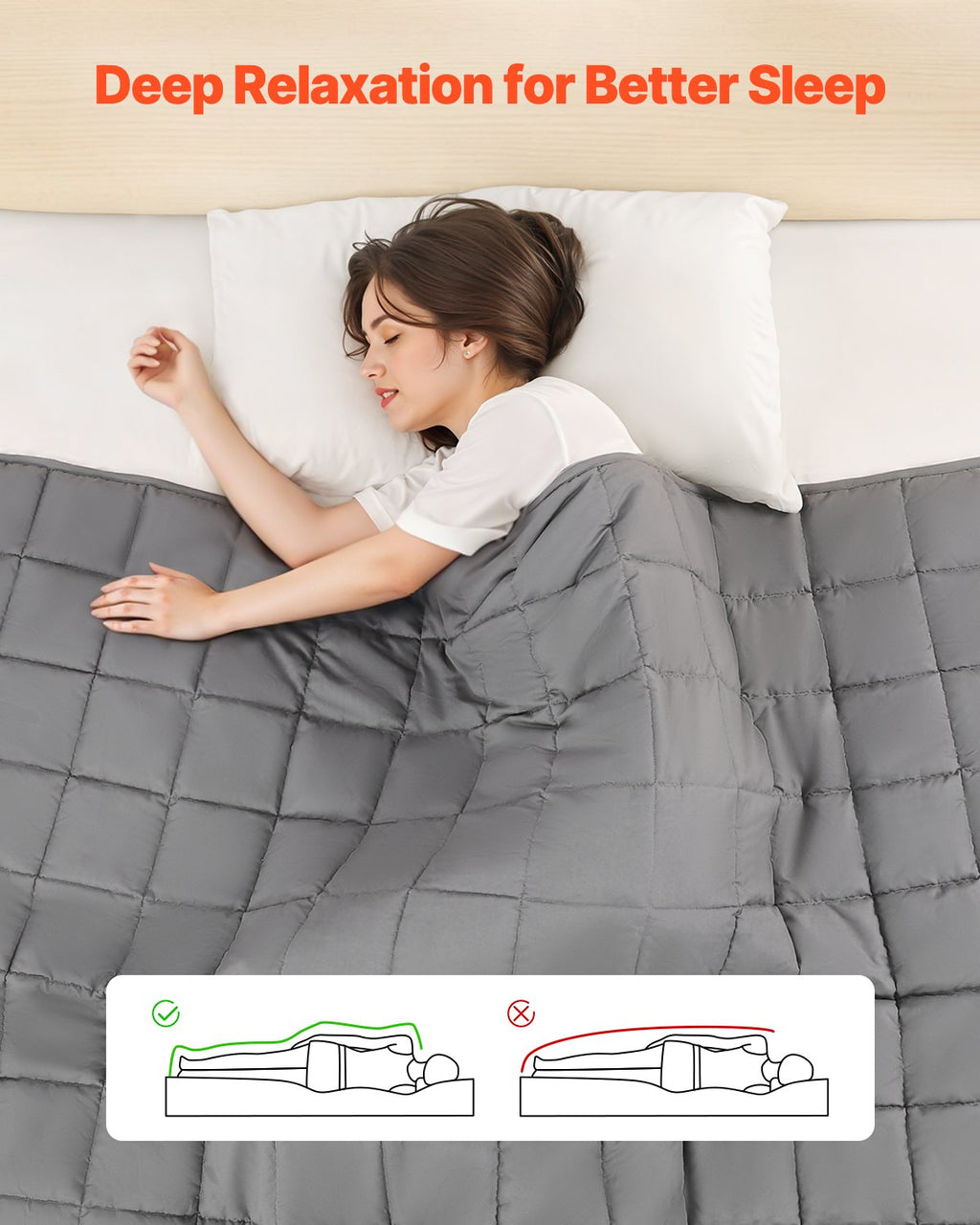 VEVOR Weighted Blanket, 11 kg, 2235 x 2640 mm King Size, Cooling Breathable Heavy Blanket with Glass Beads, All-Season Use, Suitable for 113-140 kg Adults, Anxiety Stress Relief, Improve Sleep, Grey