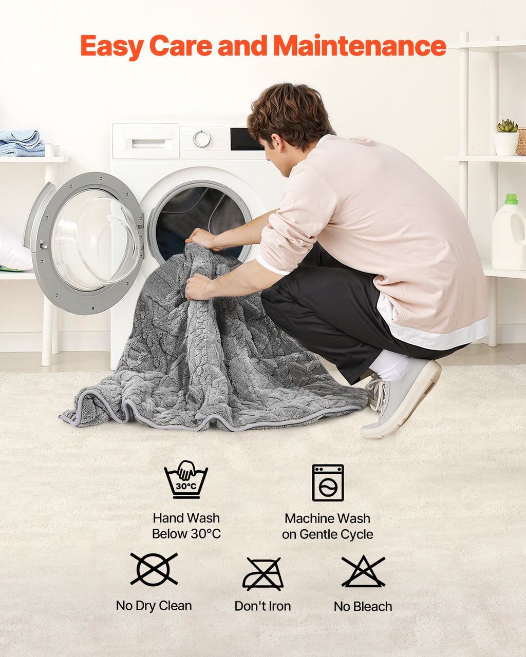 VEVOR Weighted Blanket, 9 kg, 1524 x 2032 mm Queen Size, Sherpa Fleece Heavy Blanket with Glass Beads, Soft Warm Cozy Fluffy Touch, for 90-113 kg Adults, Anxiety Stress Relief, Improve Sleep, Grey