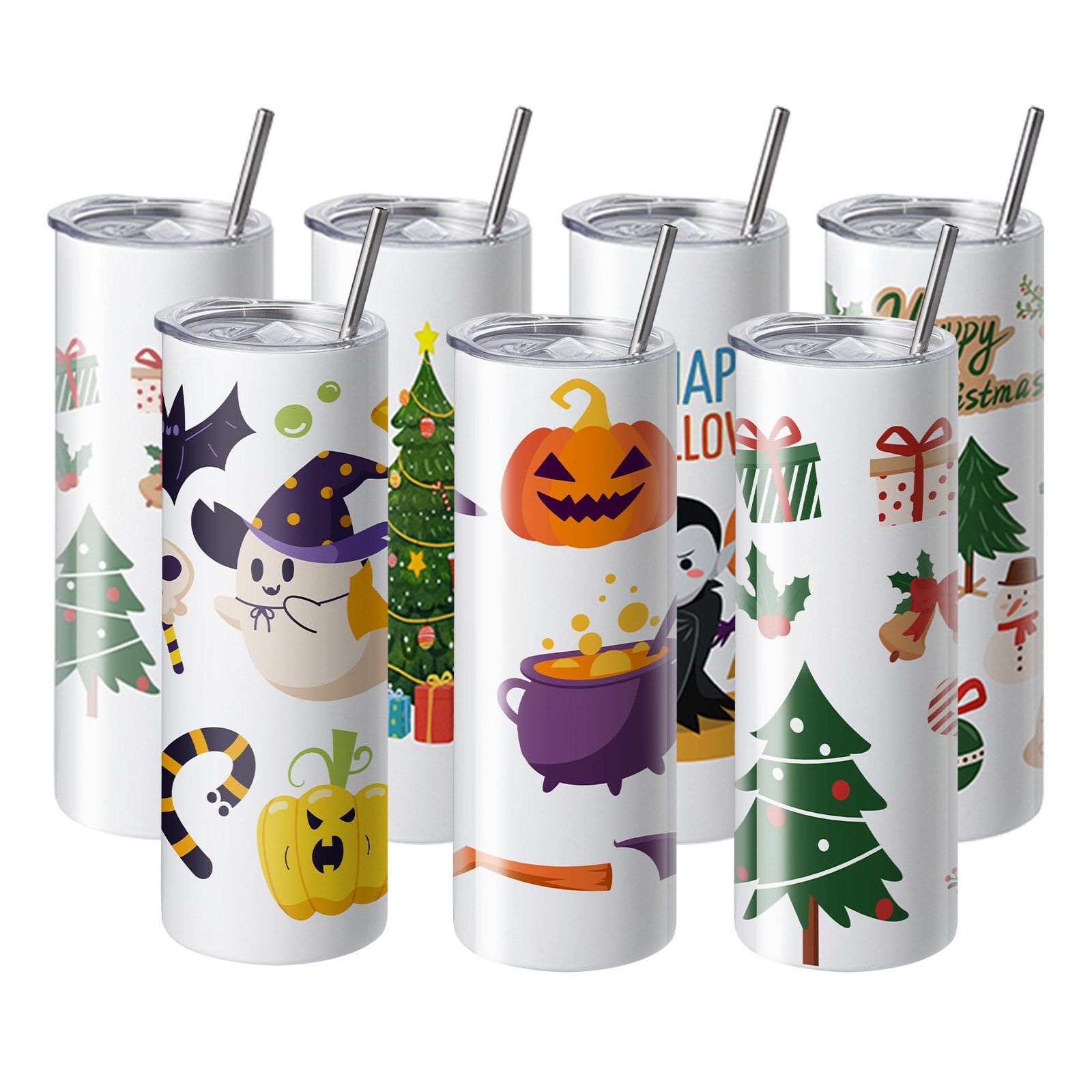 VEVOR 24 Pack Straight Sublimation Tumblers, 20 oz Blank Tumbler Bulk, Stainless Steel Double Wall Tumbler Cups with Straw, Lid, Brush, Base, Shrink Wrap, Gift Box, for Heat Press and Heat Transfer