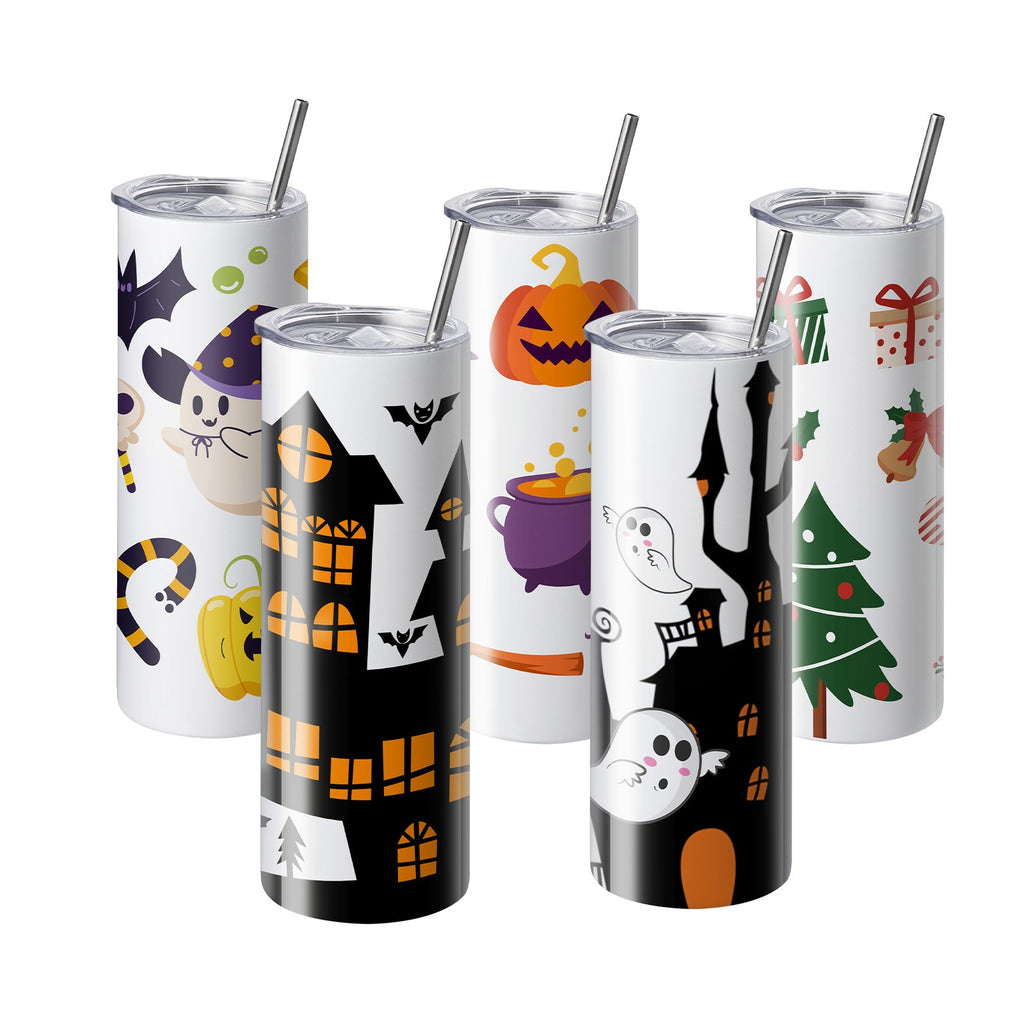 VEVOR 24 Pack Straight Sublimation Tumblers, 20 oz Blank Tumbler Bulk, Stainless Steel Double Wall Tumbler Cups with Straw, Lid, Brush, Base, Shrink Wrap, Gift Box, for Heat Press and Heat Transfer