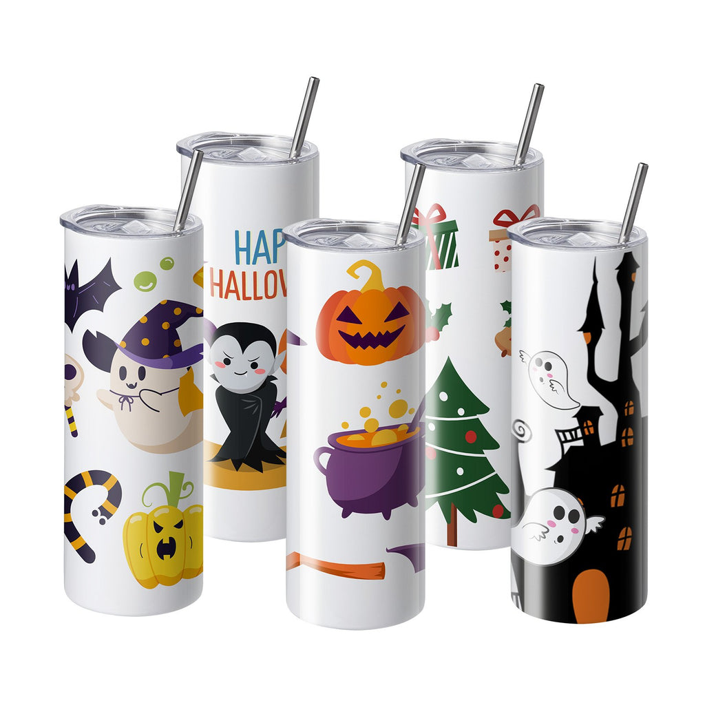 VEVOR 24 Pack Straight Sublimation Tumblers, 20 oz Blank Tumbler Bulk, Stainless Steel Double Wall Tumbler Cups with Straw, Lid, Brush, Base, Shrink Wrap, Gift Box, for Heat Press and Heat Transfer