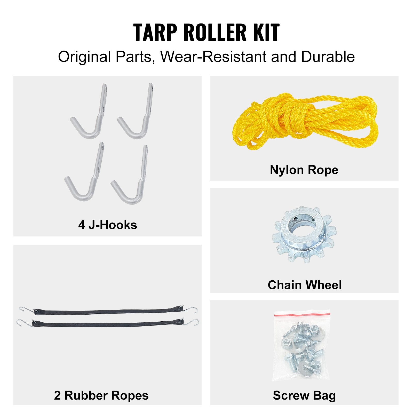 VEVOR Hand Crank Tarp Roller Kit, 1.6-2.6 m Wide, Aluminum Alloy, Manual Cab Level Dump Truck Tarp Roller with 17.8 cm Sponge-Wrapped Handle, Perfect for Dump Trucks, Trailers, Trash Haulers (No Tarp)