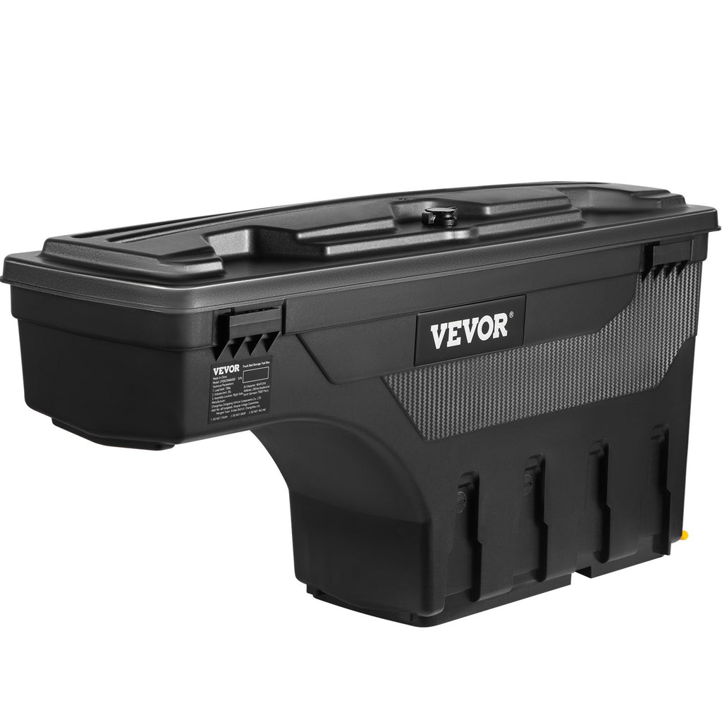 VEVOR Truck Bed Storage Box, Lockable Swing Case with Password Padlock, 6.6 Gal/25 L ABS Wheel Well Tool Box, Waterproof and Durable, Compatible with Ford F-150 2015-2021, Passenger Side