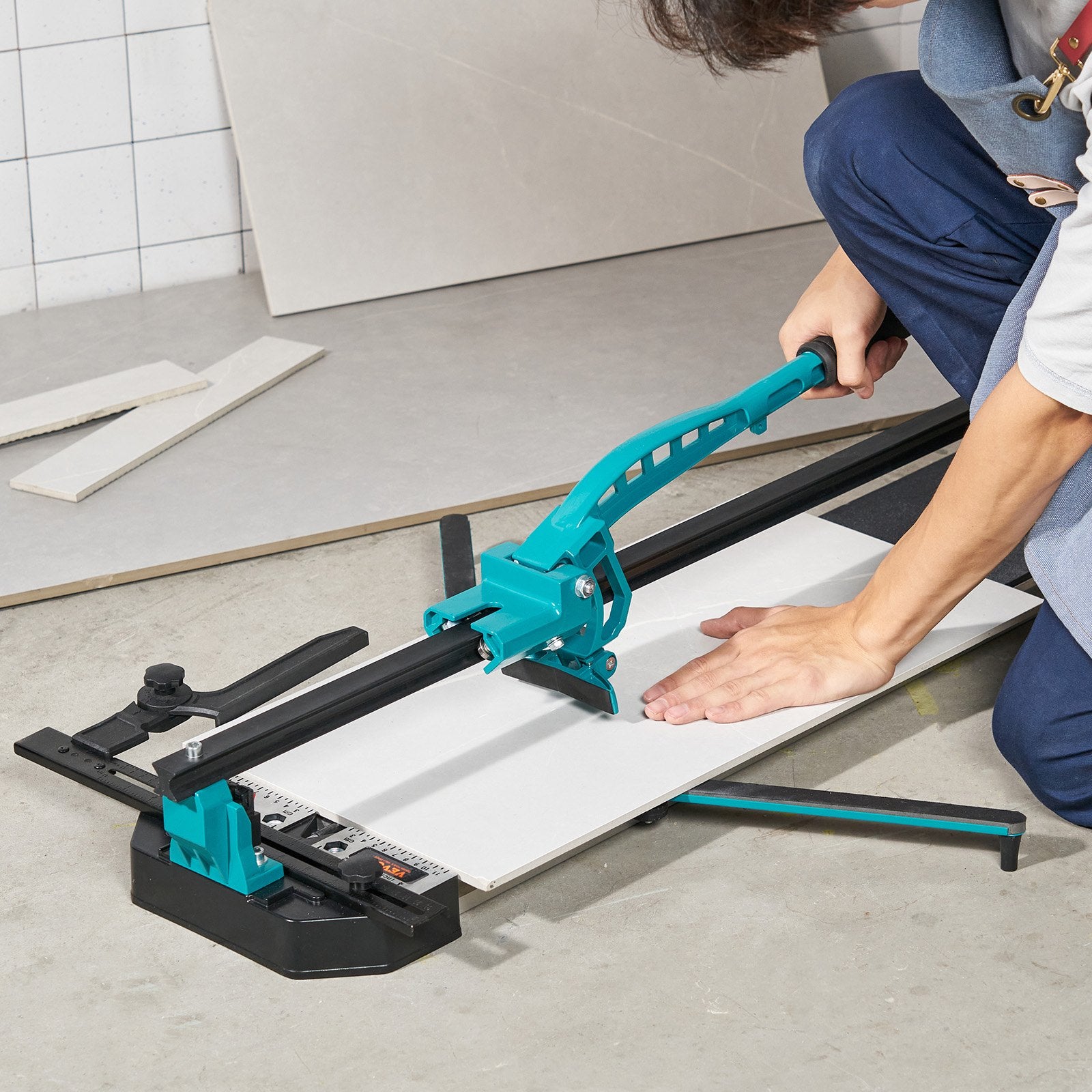 VEVOR Manual Tile Cutter, 1200mm, Porcelain Ceramic Tile Cutter with Tungsten Carbide Cutting Wheel, Infrared Positioning, Anti-Skid Feet, Durable Rails for professional installers or beginners