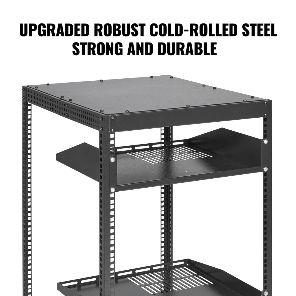 VEVOR 15U Open Frame Server Rack, 23-40 in Adjustable Depth, Free Standing or Wall Mount Network Server Rack, 4 Post AV Rack with Casters, Holds All Your Networking IT Equipment AV Gear Router Modem