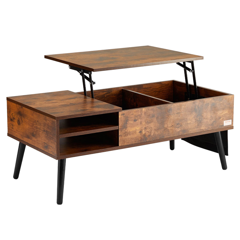 VEVOR Lift Top Coffee Table 39.4 in Rectangle Coffee Table for Living Room Brown