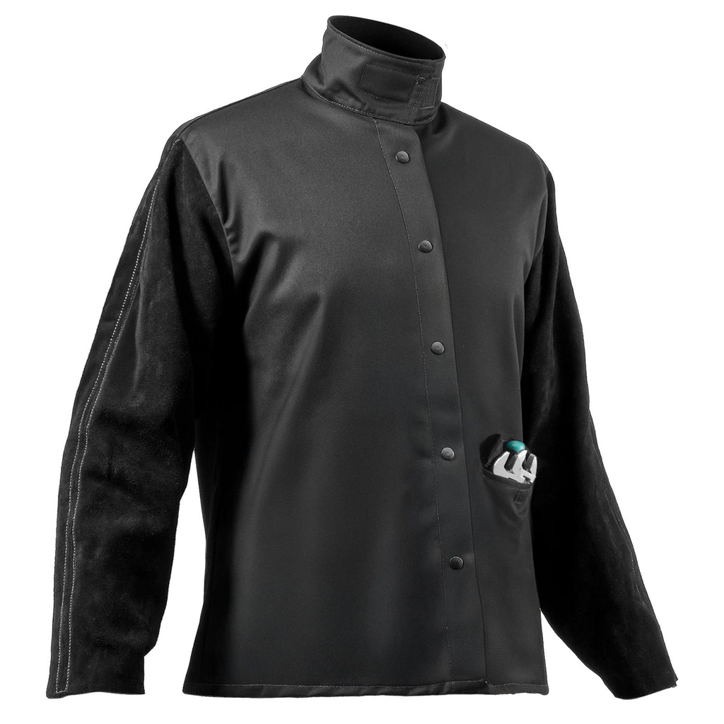 VEVOR FR Welding Jacket L Size Heavy Duty Cowhide Leather & 9oz FR Cotton