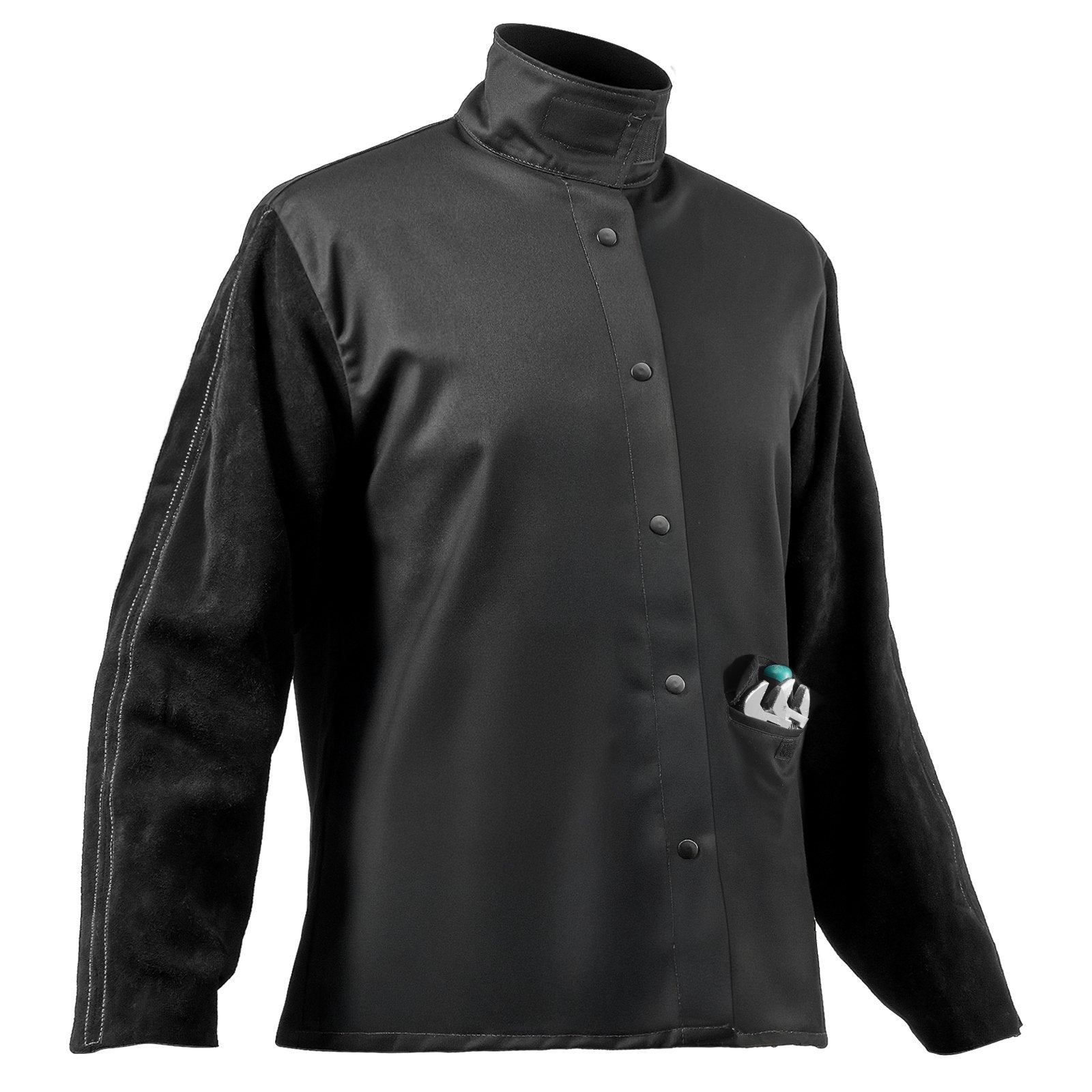 VEVOR FR Welding Jacket L Size Heavy Duty Cowhide Leather & 9oz FR Cotton