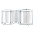 VEVOR Free Standing Dog Gate, 32" H x 96.5" W Freestanding Pet Gate, 4 Panels Foldable Dog Gate for Wide and Narrow Passageways, Expandable Dog Barrier with Silent Foot Support for Indoor, White