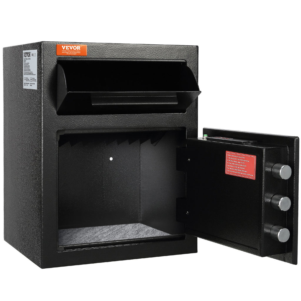 VEVOR 1.7 Cub Depository Safe, Deposit Safe with Drop Slot, Electronic Code Lock and 2 Emergency Keys, 17.71'' x 13.77'' x 13.77'' Business Drop Slot Safe for Cash, Mail in Home, Hotel, Office