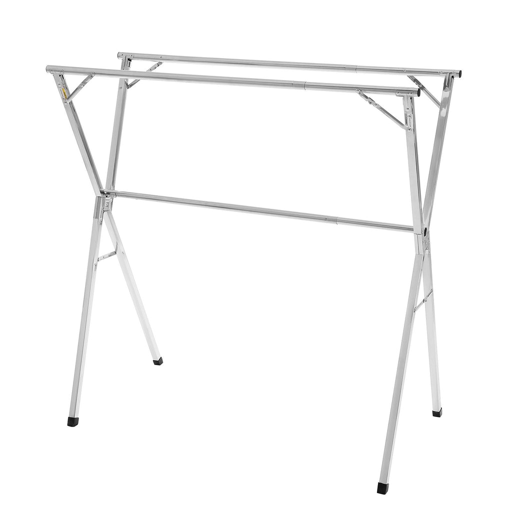 VEVOR 2-Tier Telescopic Clothes Drying Rack w/ 30 Windproof Holes & 2 Shoe Hooks