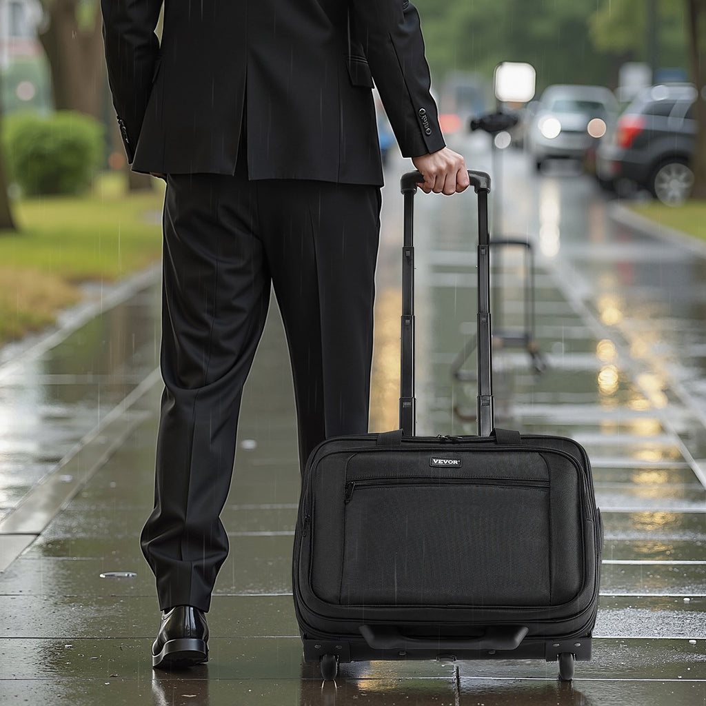 VEVOR Rolling Laptop Bag 39.62 cm Wheeled Computer Bag for Women & Men Black
