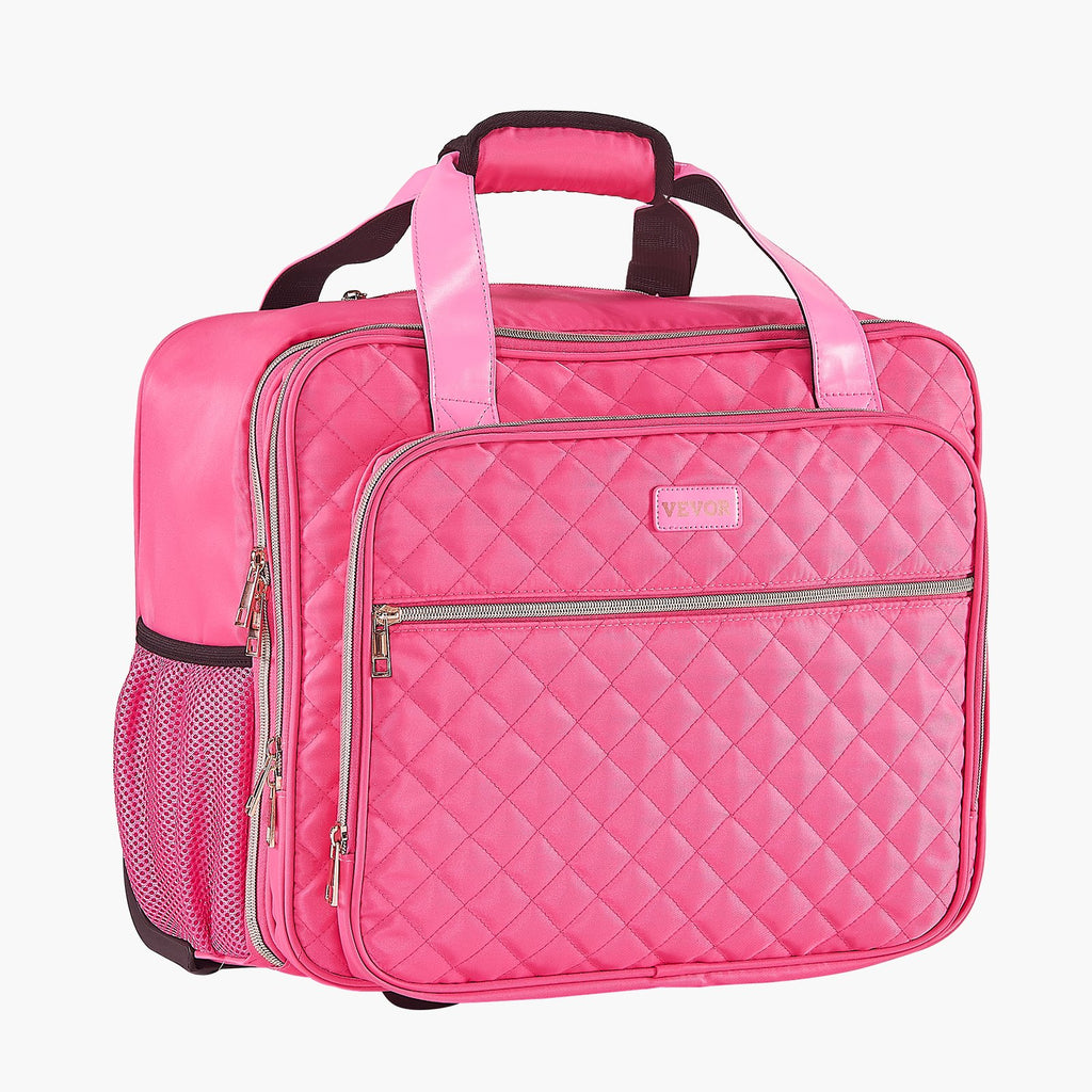 VEVOR Rolling Laptop Bag, Fits Up to 17.3 Inch Laptop, Wheeled Briefcase, Roller Computer Tote Bag with 2 Fixed Wheels & Telescoping Handle, Laptop Case for Work Travel Business Office, Red