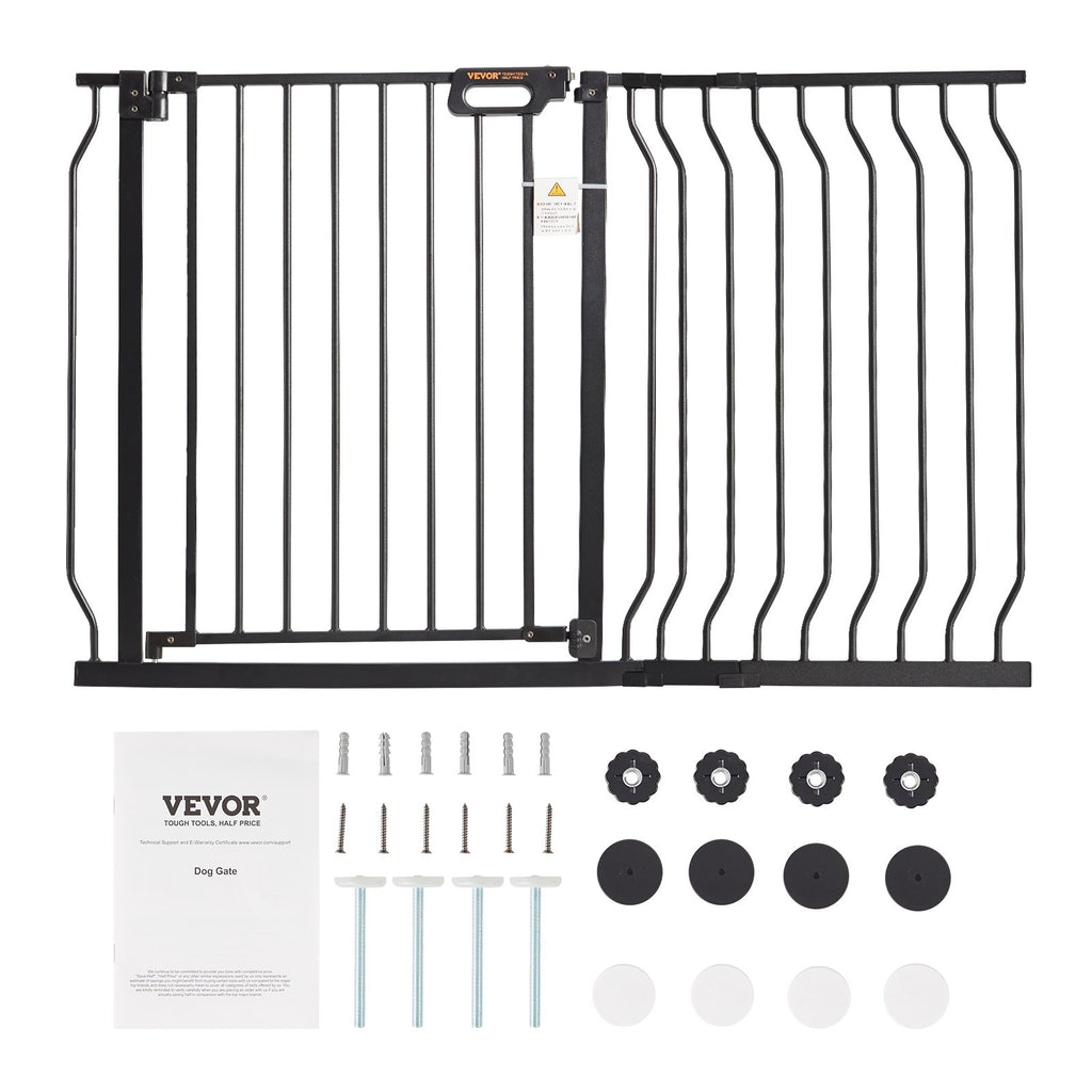 VEVOR Baby Gate, 749-1229 mm Extra Wide, 762 mm High, Dog Gate for Stairs Doorways and House, Easy Step Walk Thru Auto Close Child Gate Pet Security Gate with Pressure Mount and Wall Mount Kit, Black