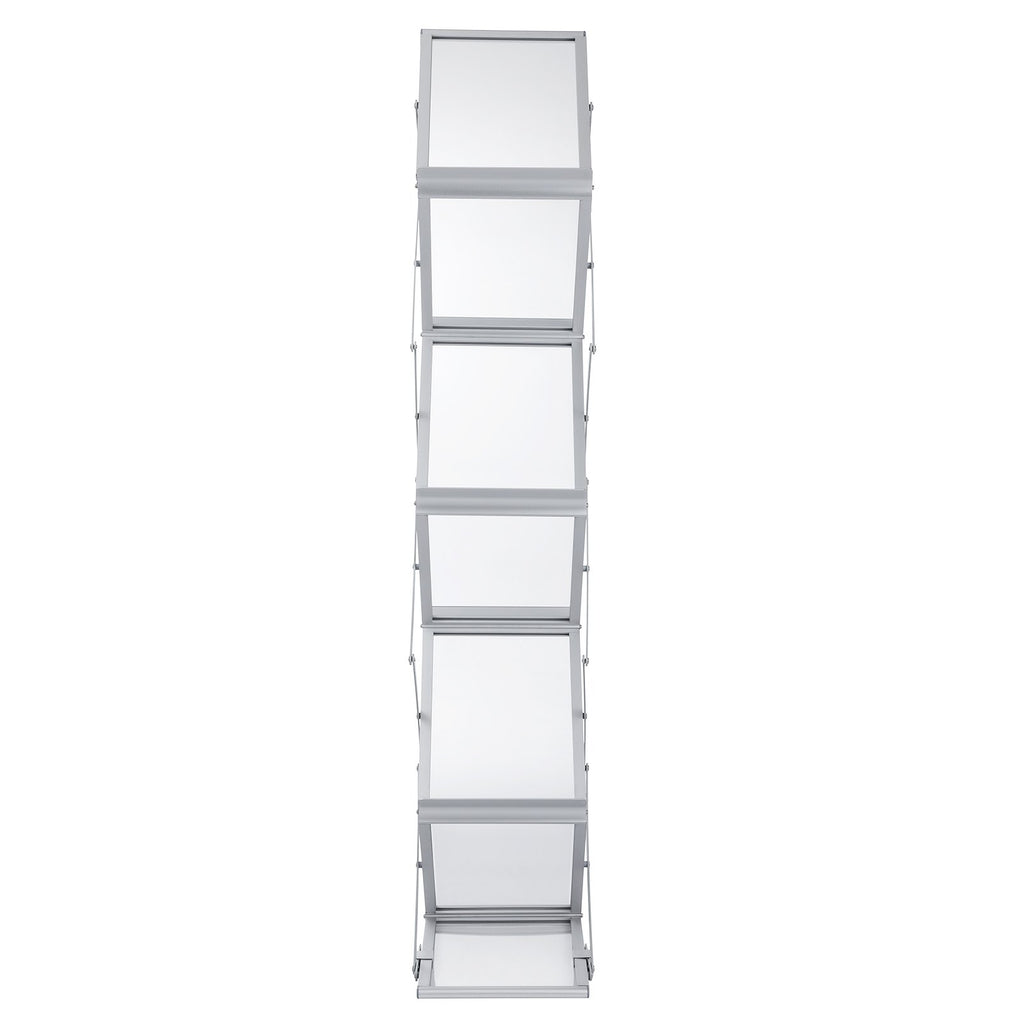 VEVOR Literature Rack, 6 Pockets, Pop up Aluminum Magazine Rack, Lightweight Catalog Holder Stand w/Carrying Bag for Living Room, Hotel, Trade Show, Exhibition, Office