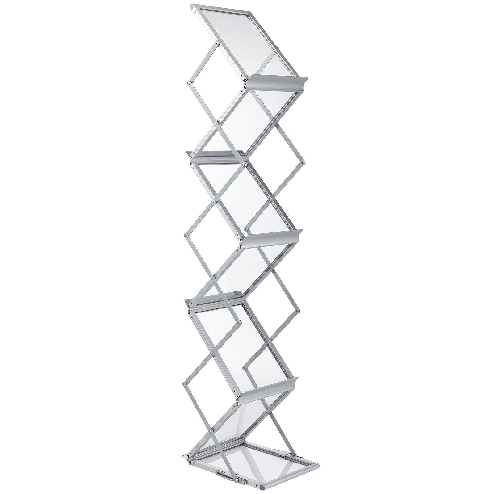 VEVOR Literature Rack, 6 Pockets, Pop up Aluminum Magazine Rack, Lightweight Catalog Holder Stand w/Carrying Bag for Living Room, Hotel, Trade Show, Exhibition, Office