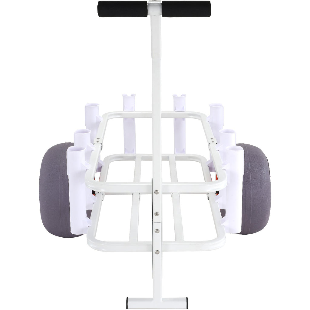 VEVOR Beach Fishing Cart, 136 kg Load Capacity, Fish and Marine Cart with Two 330 mm Big Wheels PU Balloon Tires for Sand, Heavy-Duty Aluminum Pier Wagon Trolley with 8 Rod Holders for Fishing, Picnic