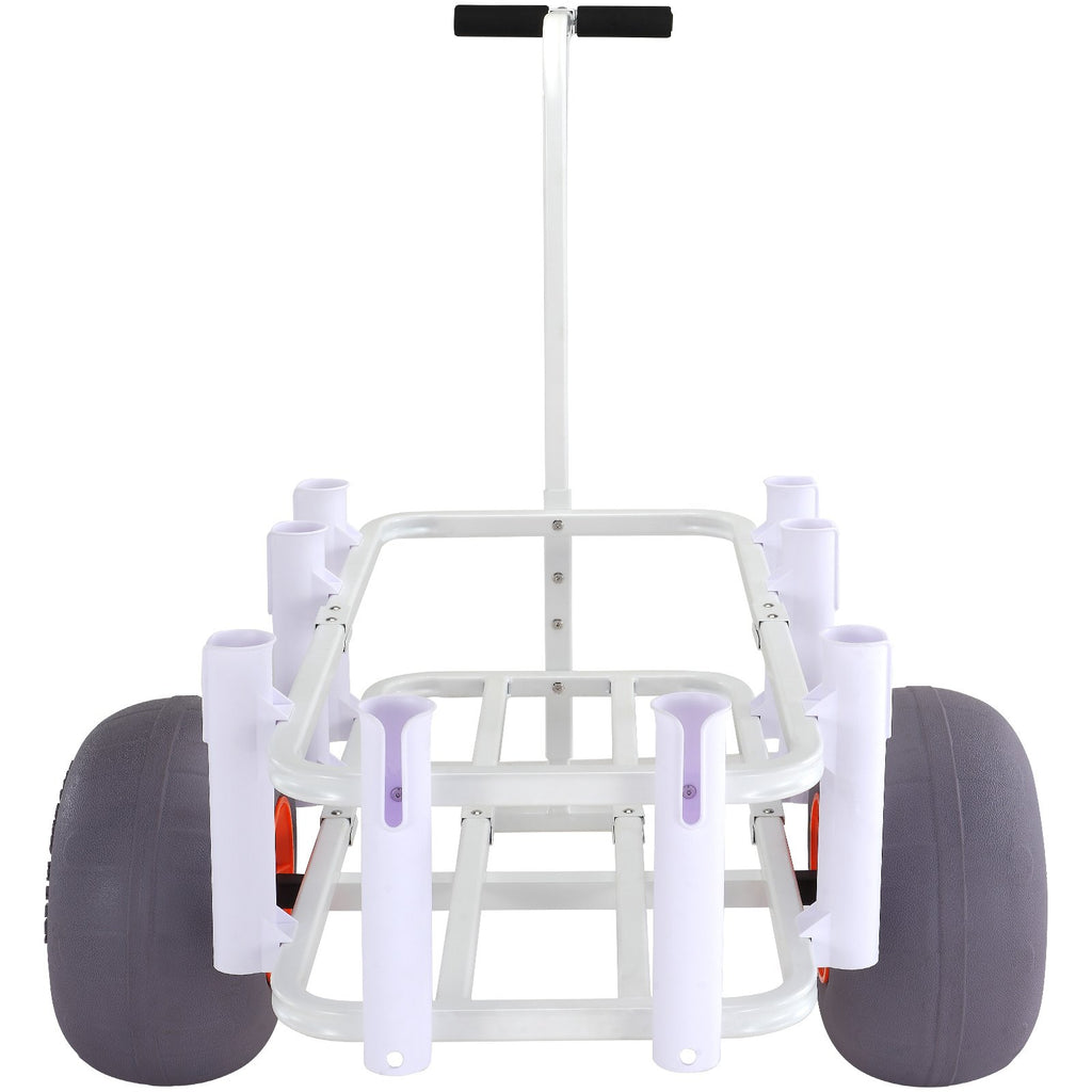 VEVOR Beach Fishing Cart, 136 kg Load Capacity, Fish and Marine Cart with Two 330 mm Big Wheels PU Balloon Tires for Sand, Heavy-Duty Aluminum Pier Wagon Trolley with 8 Rod Holders for Fishing, Picnic