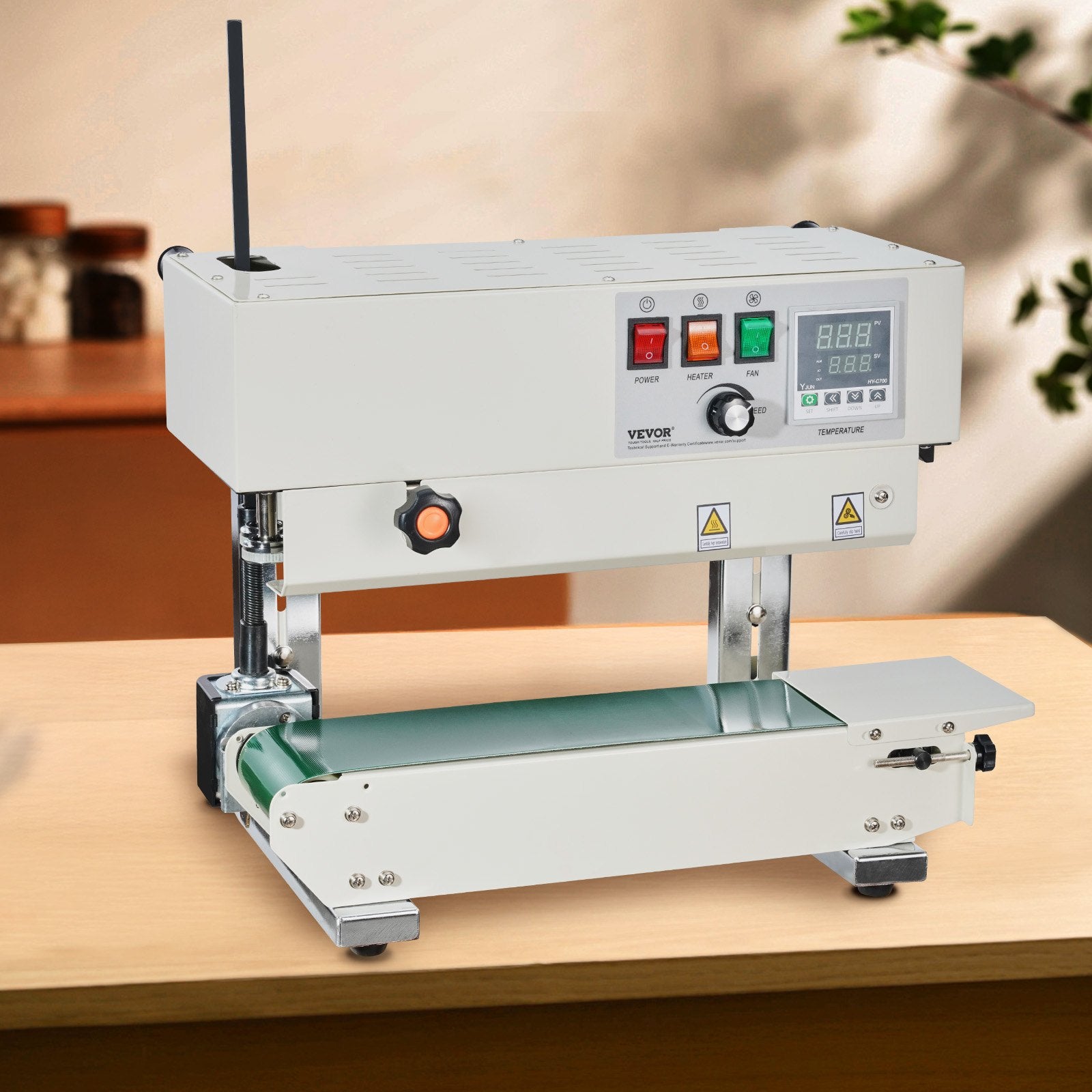 VEVOR Continuous Bag Band Sealing Machine, 6-12 mm Sealing Width, Vertical Band Sealer Machine with Digital Temperature Control, Carbon Steel Bag Sealer for 0.02-0.8 mm Plastic Bags Films Membrane