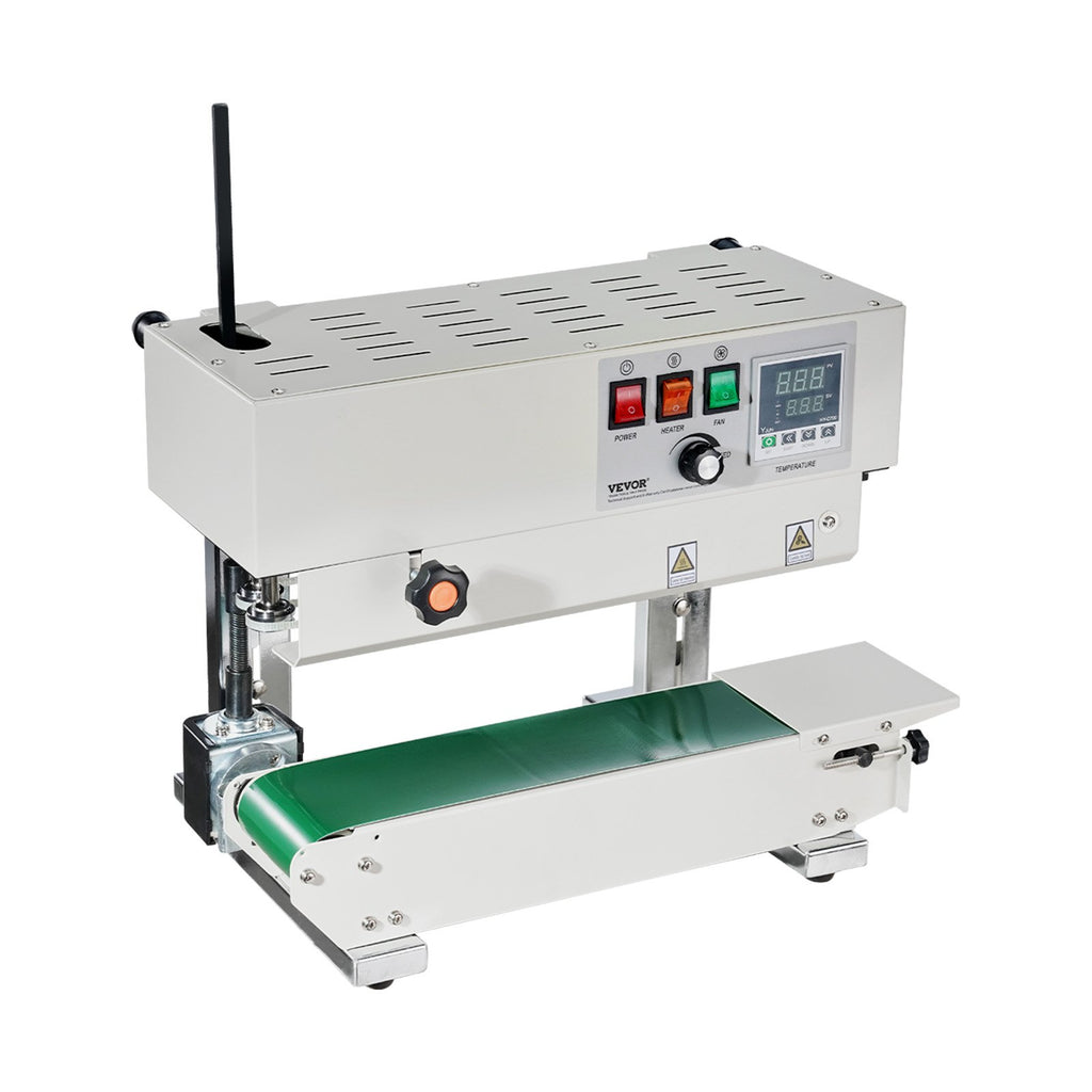 VEVOR Continuous Bag Band Sealing Machine, 6-12 mm Sealing Width, Vertical Band Sealer Machine with Digital Temperature Control, Carbon Steel Bag Sealer for 0.02-0.8 mm Plastic Bags Films Membrane