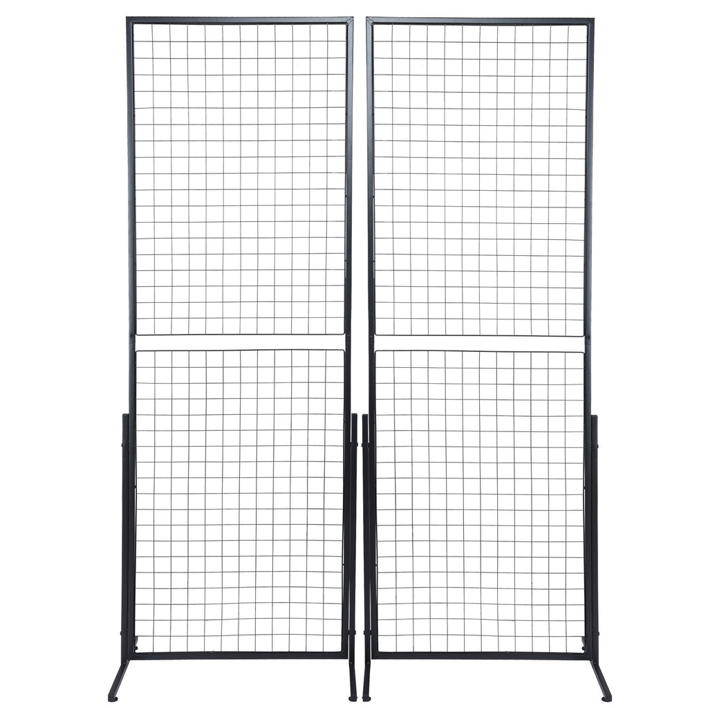 VEVOR 2' x 5.6' Grid Wall Panels Tower, 2 Packs Wire Gridwall Display Racks with T-Base Floorstanding, Double Side Gridwall Panels for Art Craft Shows, Retail Display with Extra Clips and Hooks
