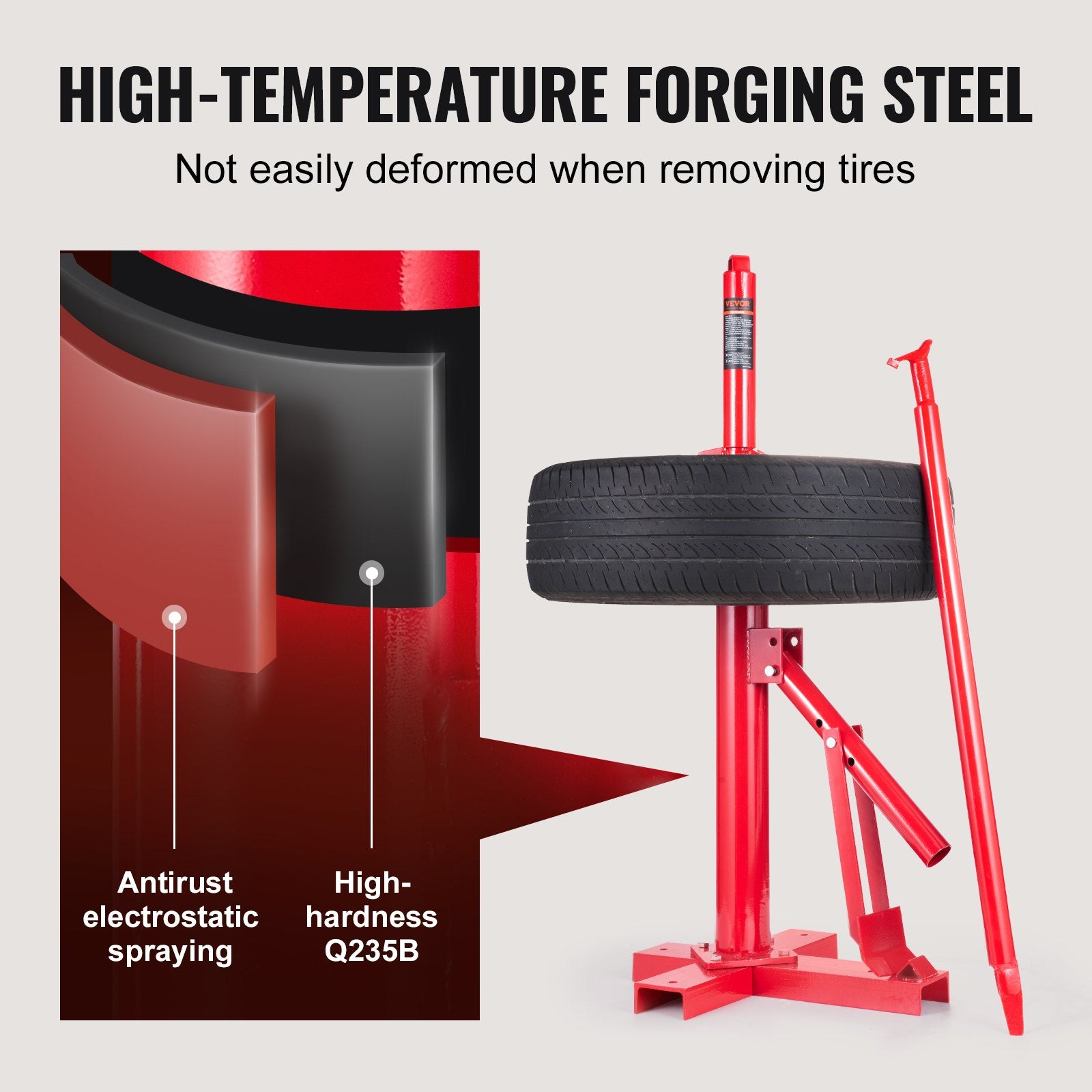 VEVOR Manual Tire Changer, Portable Hand Bead Breaker Mounting Tool for 203 - 406 mm Tires, Compatible with Car Truck Trailer, Tire Mounting Machine for Home Garage Small Auto Shop