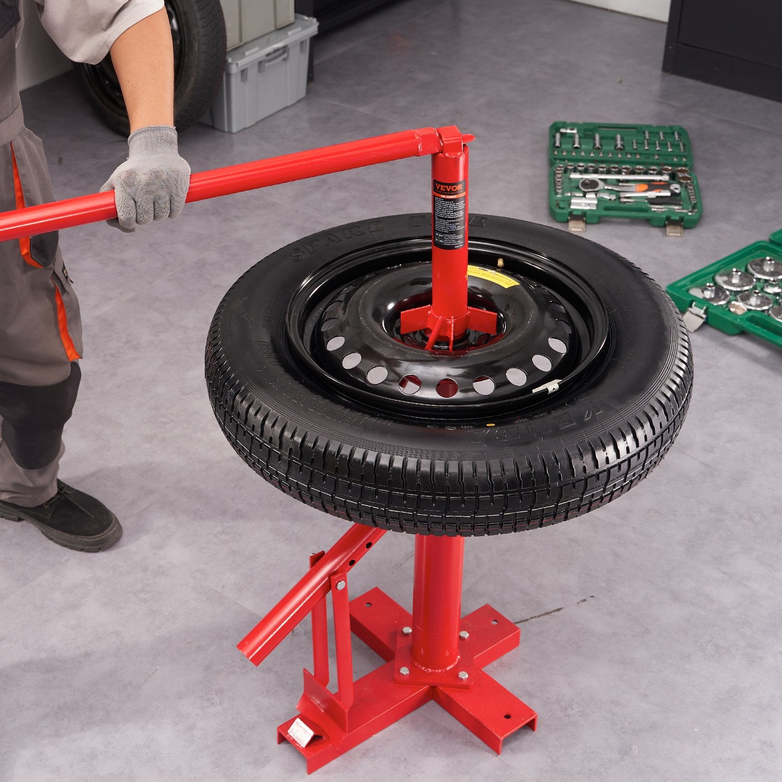 VEVOR Manual Tire Changer, Portable Hand Bead Breaker Mounting Tool for 203 - 406 mm Tires, Compatible with Car Truck Trailer, Tire Mounting Machine for Home Garage Small Auto Shop