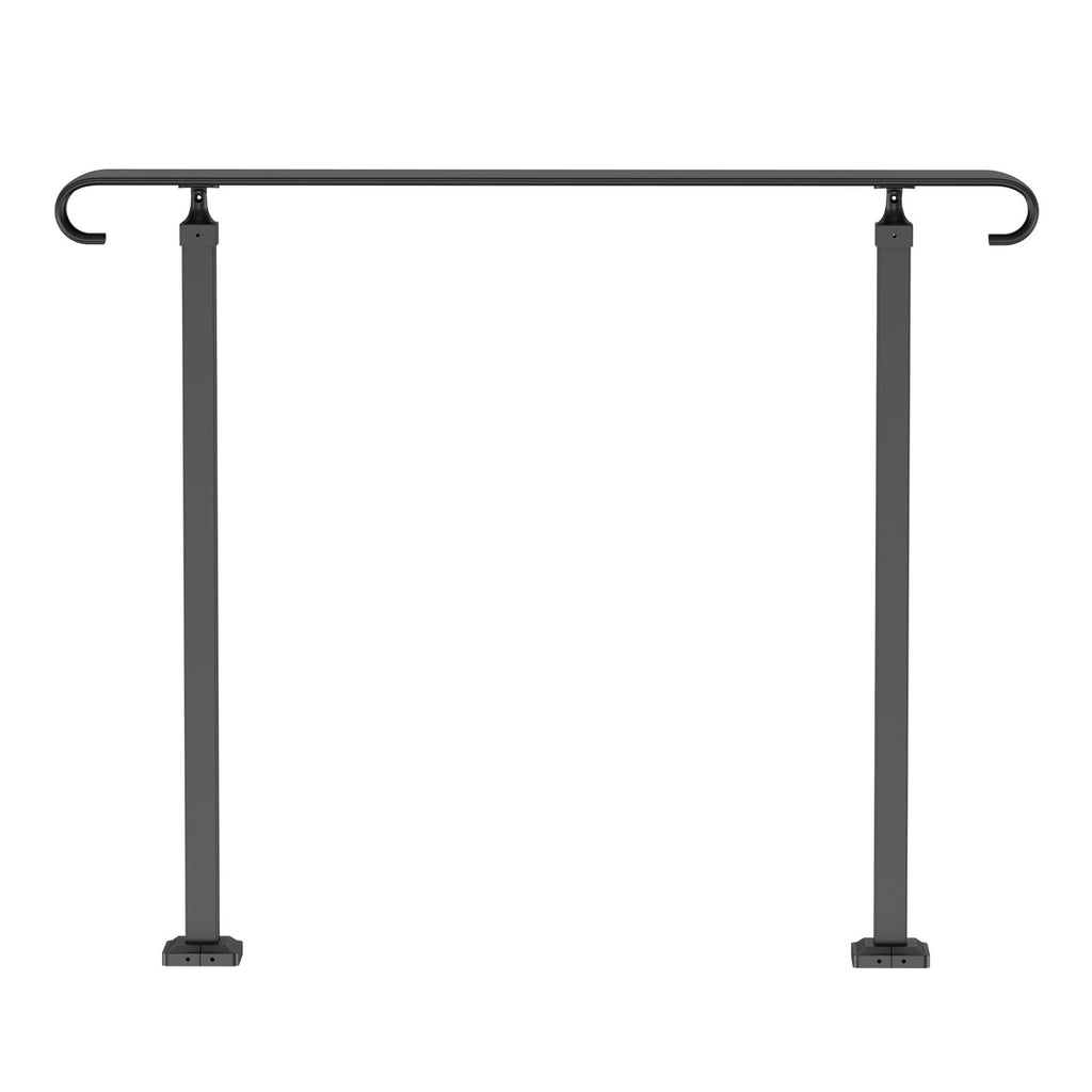 VEVOR Handrails for Outdoor Steps, Fit 1-3 Steps Wrought Iron Handrail, Outdoor Stair Railing, Adjustable Front Porch Hand Rail, Black Transitional Hand railings for Concrete Steps or Wooden Stairs