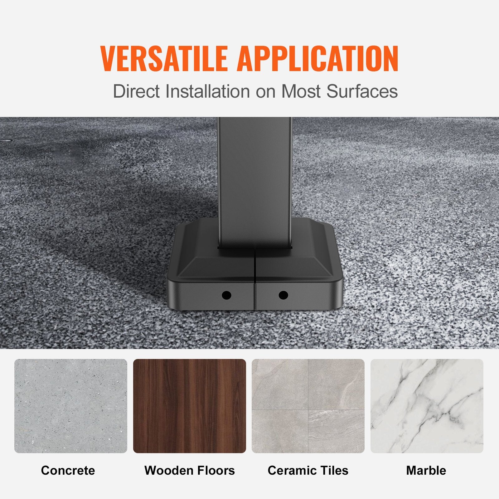 VEVOR Handrails for Outdoor Steps, Fit 1-3 Steps Wrought Iron Handrail, Outdoor Stair Railing, Adjustable Front Porch Hand Rail, Black Transitional Hand railings for Concrete Steps or Wooden Stairs