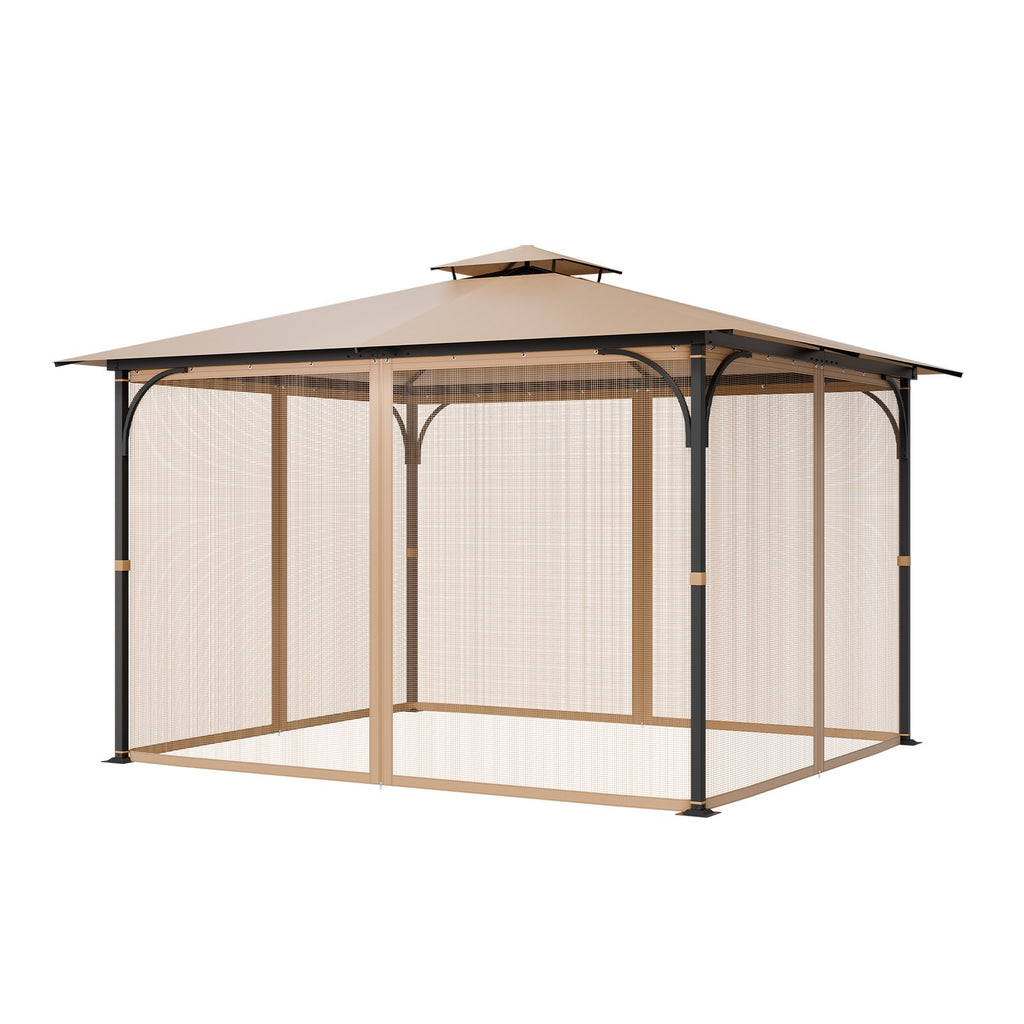 VEVOR Gazebo Netting Replacement, Fit Most 10 x 12 x 7.3 FT Gazebo, Outdoor Garden Gazebo Net, 4-Panel Sidewall Mesh Gazebo Curtain, Patio Midge Netting with Double Zipper, Canopy Screen (Netting Only)