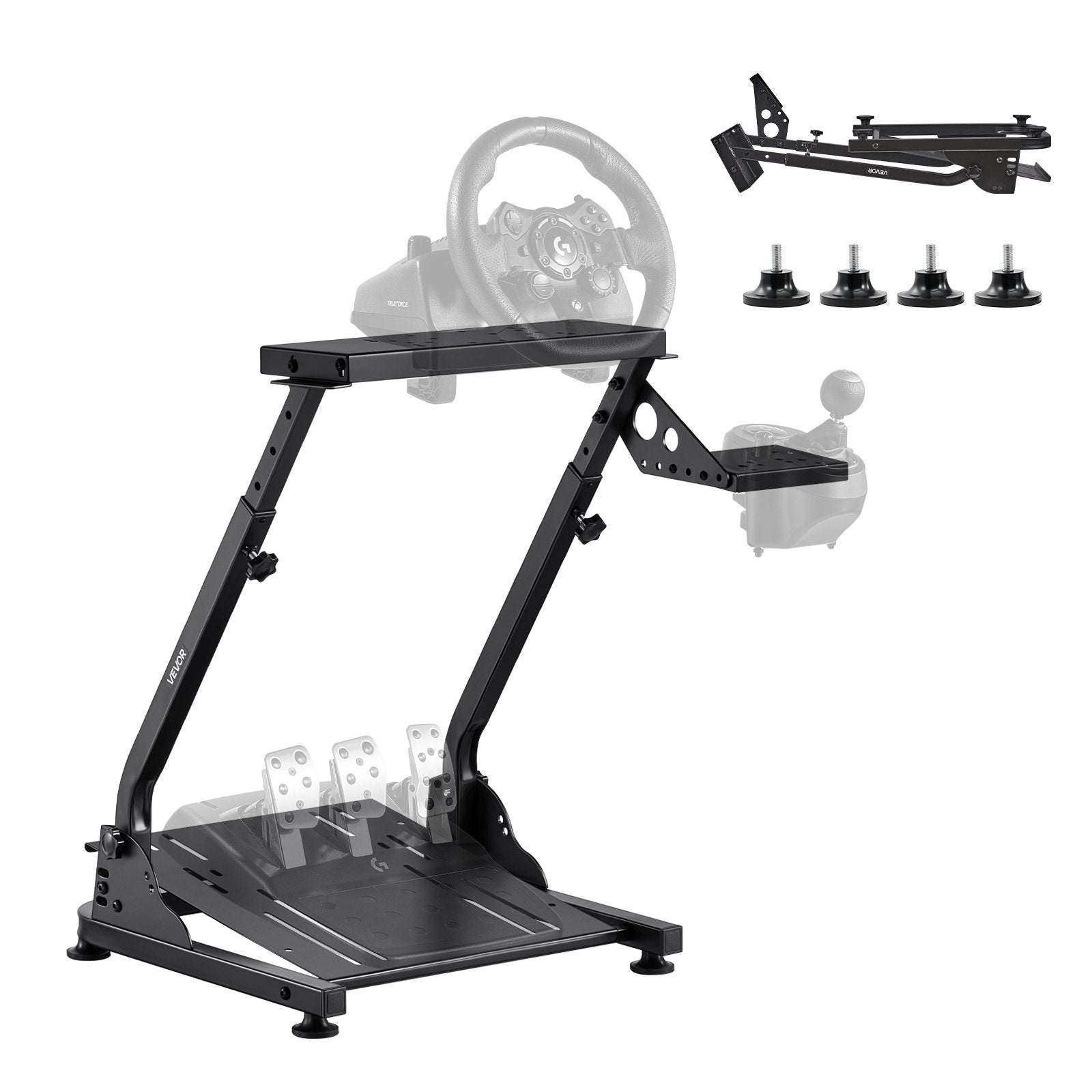 VEVOR Racing Wheel Stand, Adjustable & Foldable Simulator Stand for Logitech G29 G27 G920 G923, Thrustmaster T300RS T300GT T248 TS-PC TSXW Gaming Cockpit,Pedals Simulator NOT Included