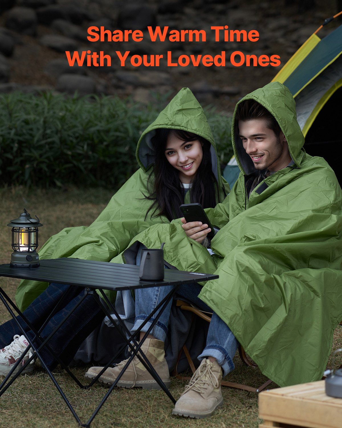 VEVOR Camping Blanket 2 m x 1.5 m Wearable Warm Stadium Blanket Army Green