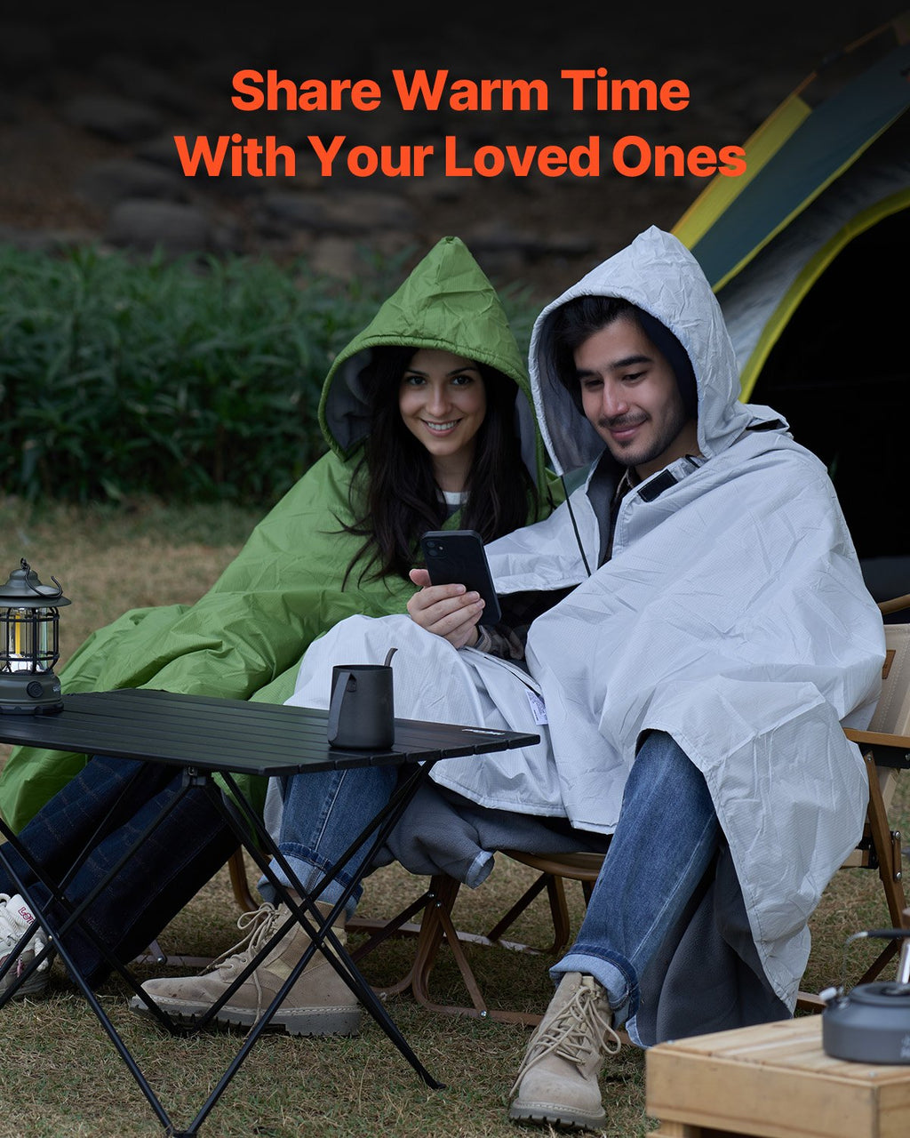 VEVOR Camping Blanket 2 m x 1.5 m Wearable Warm Stadium Blanket Light Grey.