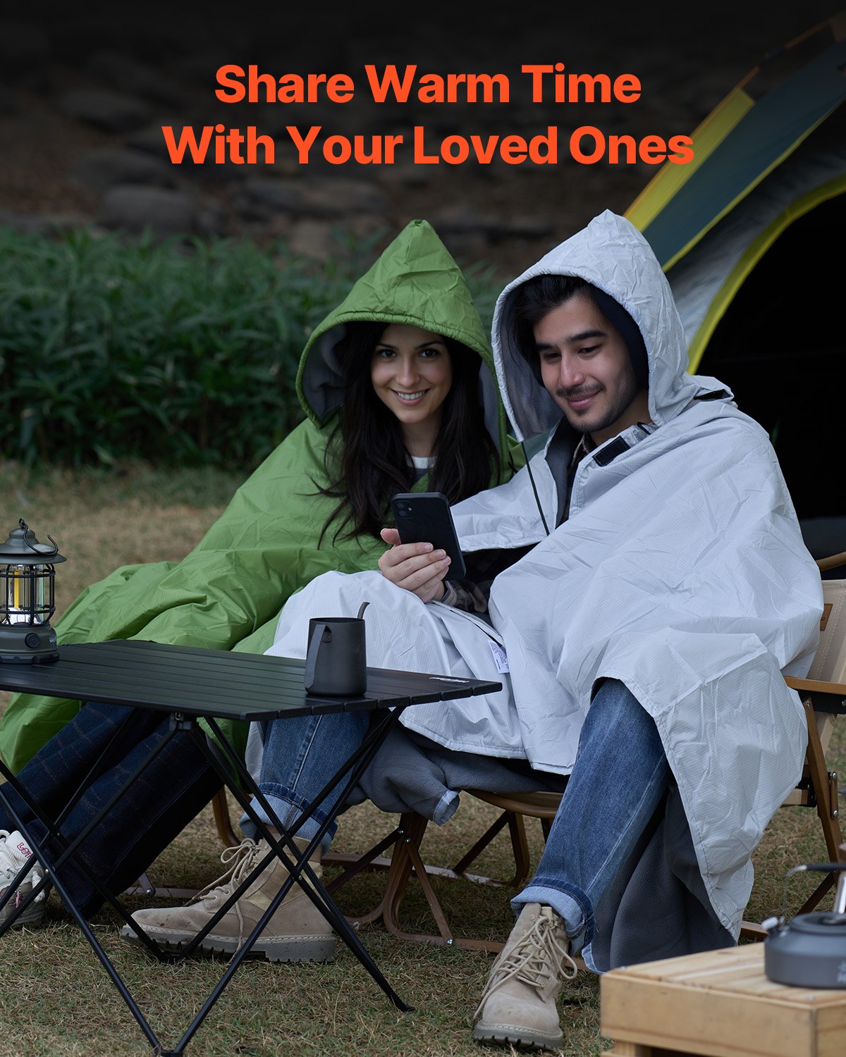 VEVOR Camping Blanket 2 m x 1.5 m Wearable Warm Stadium Blanket Light Grey.