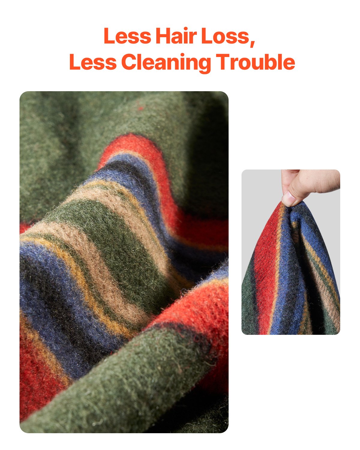 VEVOR Wool Camping Blanket 1.62 m x 2.23 m for Camping Hiking Travel Texture
