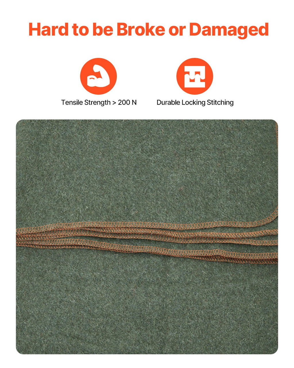 VEVOR Wool Camping Blanket 1.62 m x 2.23 m for Camping Hiking Travel Texture