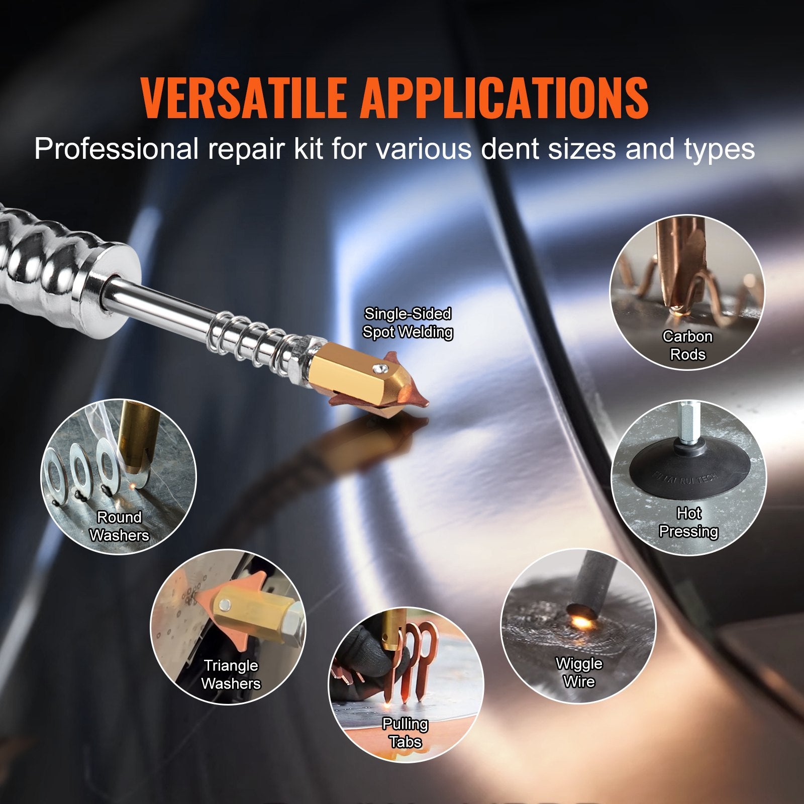 VEVOR Stud Welder Dent Repair Kit, 1.8KW Spot Welder Dent Puller with Auto/Manual Welding & 7 Versatile Modes, Auto Body Spot Welding Dent Puller Machine for Car, Truck Dent Repair