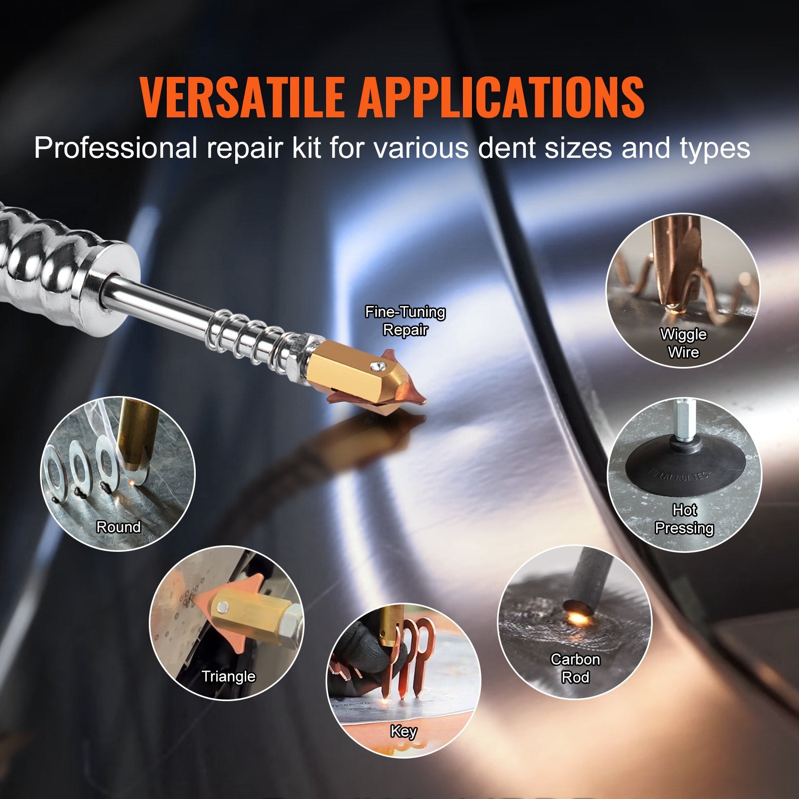 VEVOR Stud Welder Dent Repair Kit, 3KW Spot Welder Dent Puller with Auto/Manual Welding & 9 Versatile Modes, Auto Body Spot Welding Dent Puller Machine for Car, Truck Dent Repair